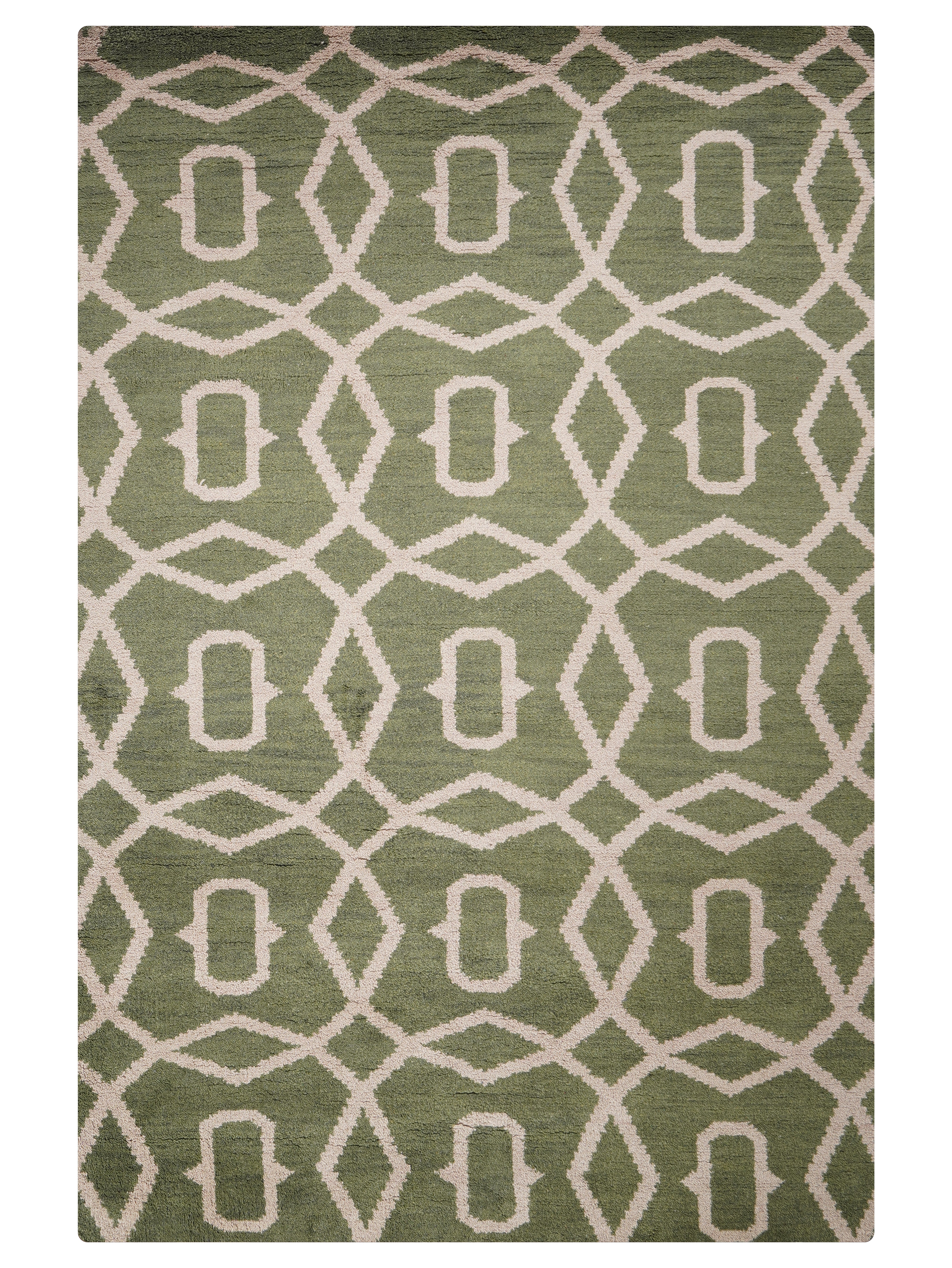 Azure Hand Knotted Wool Green Area Rug