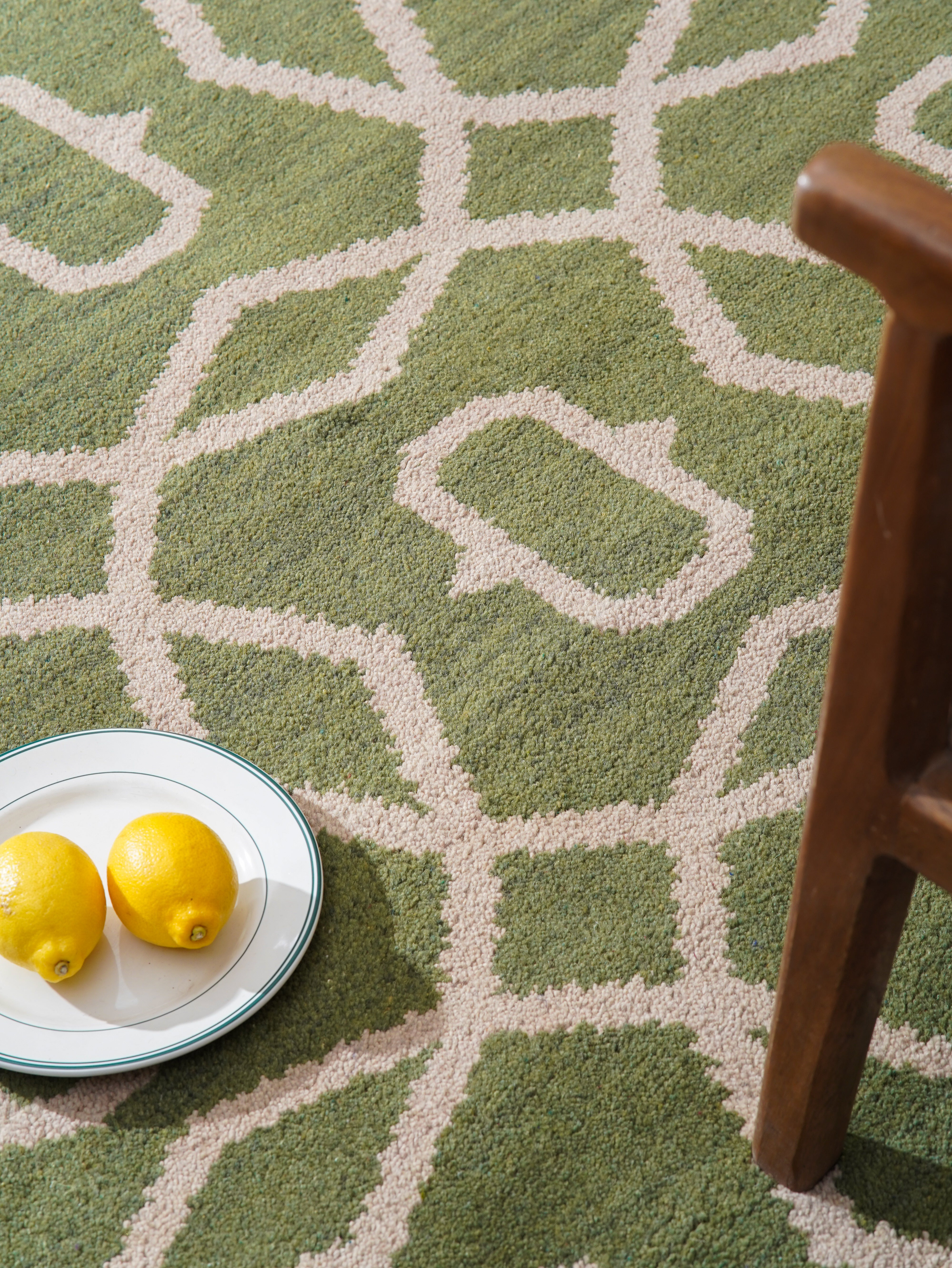 Azure Hand Knotted Wool Green Area Rug