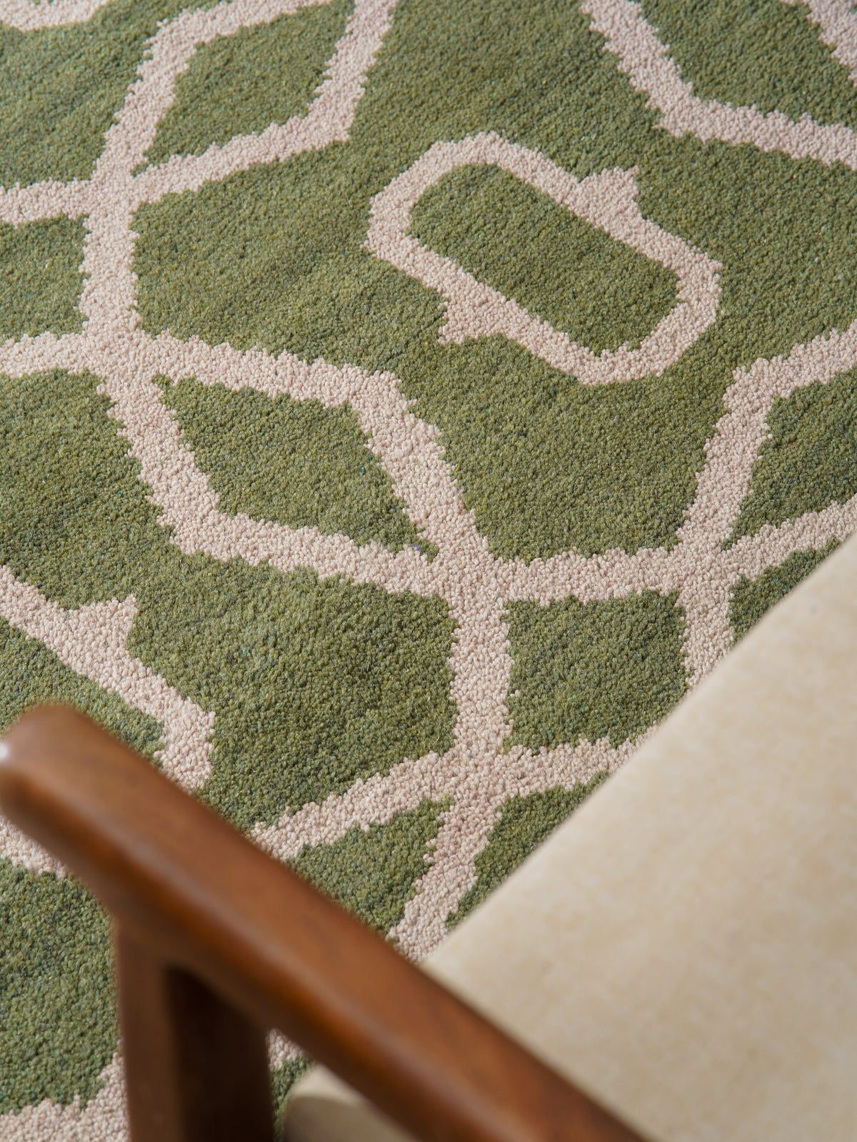 Azure Hand Knotted Wool Green Area Rug