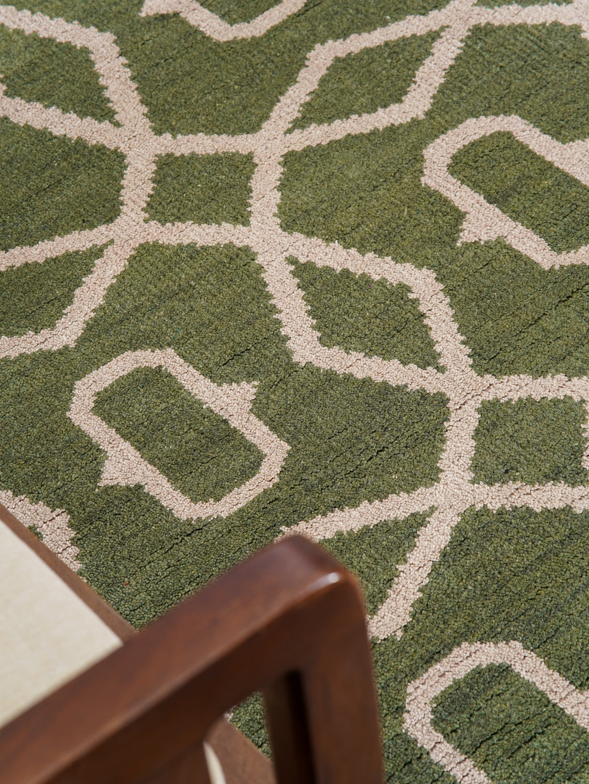 Azure Hand Knotted Wool Green Area Rug