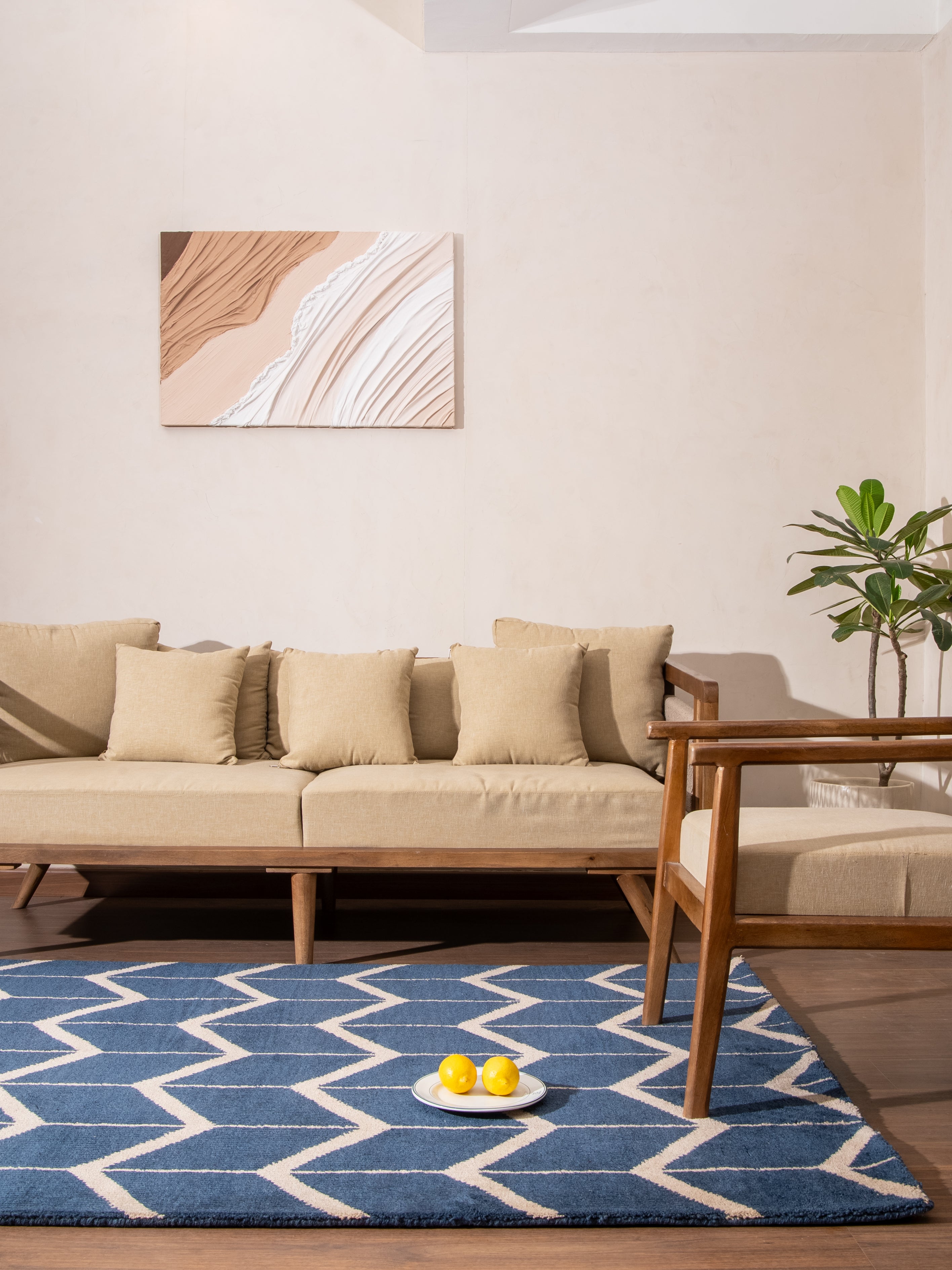 Chevron Hand Knotted Wool Area Rug