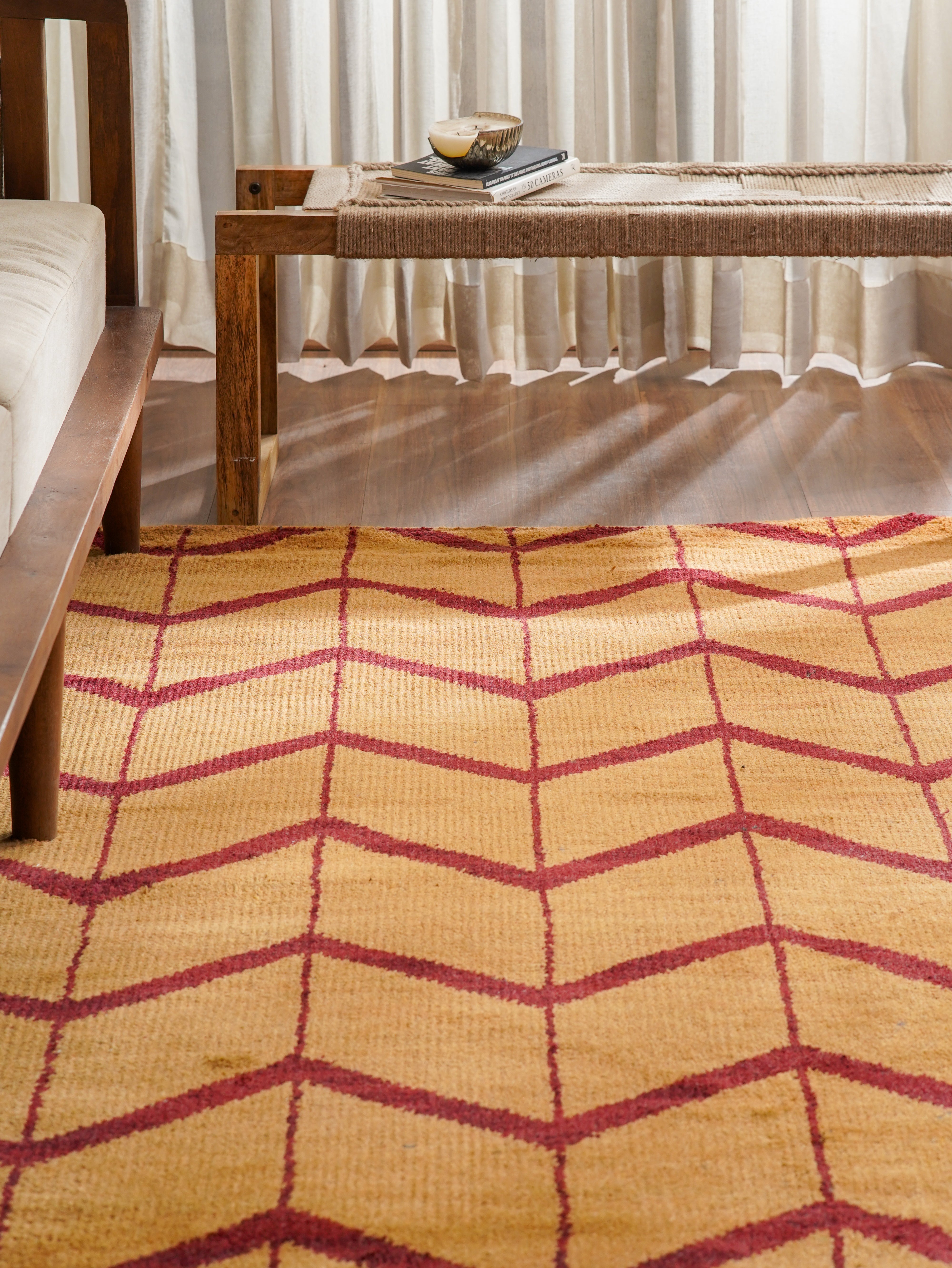 Chevron Hand Knotted Wool Area Rug