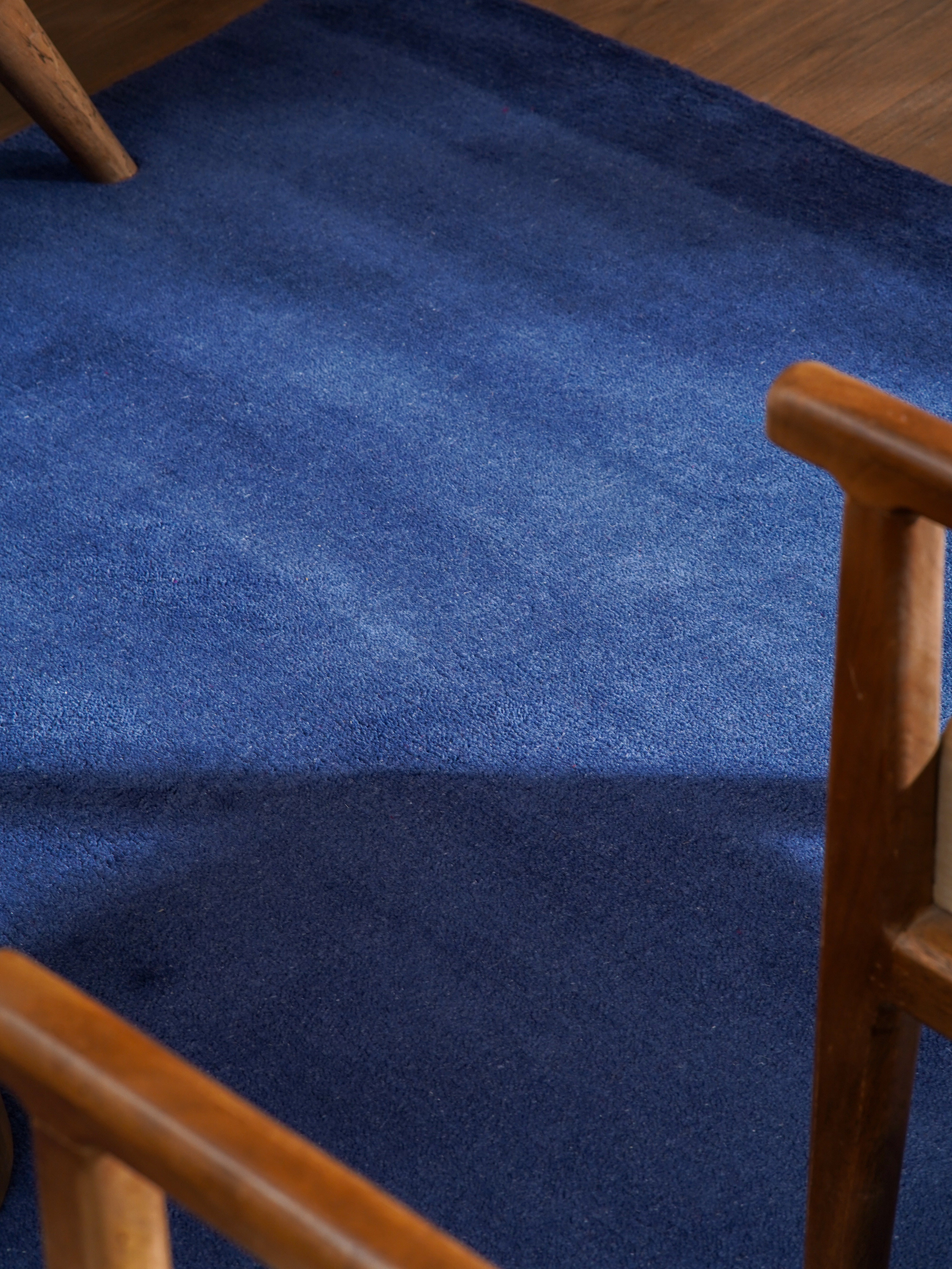 Solid Blue Hand Knotted Tibbati Wool Rug