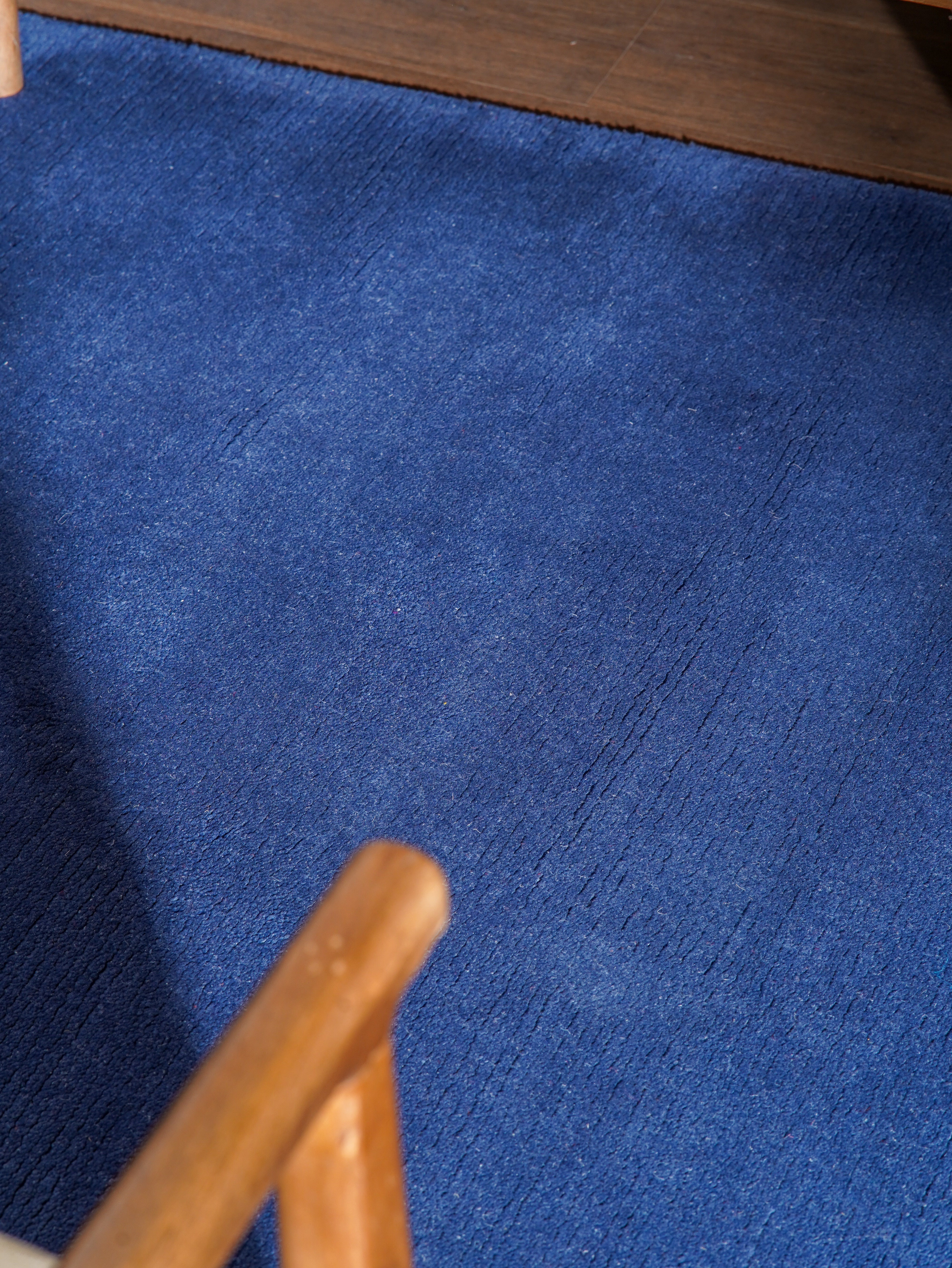 Solid Blue Hand Knotted Tibbati Wool Rug
