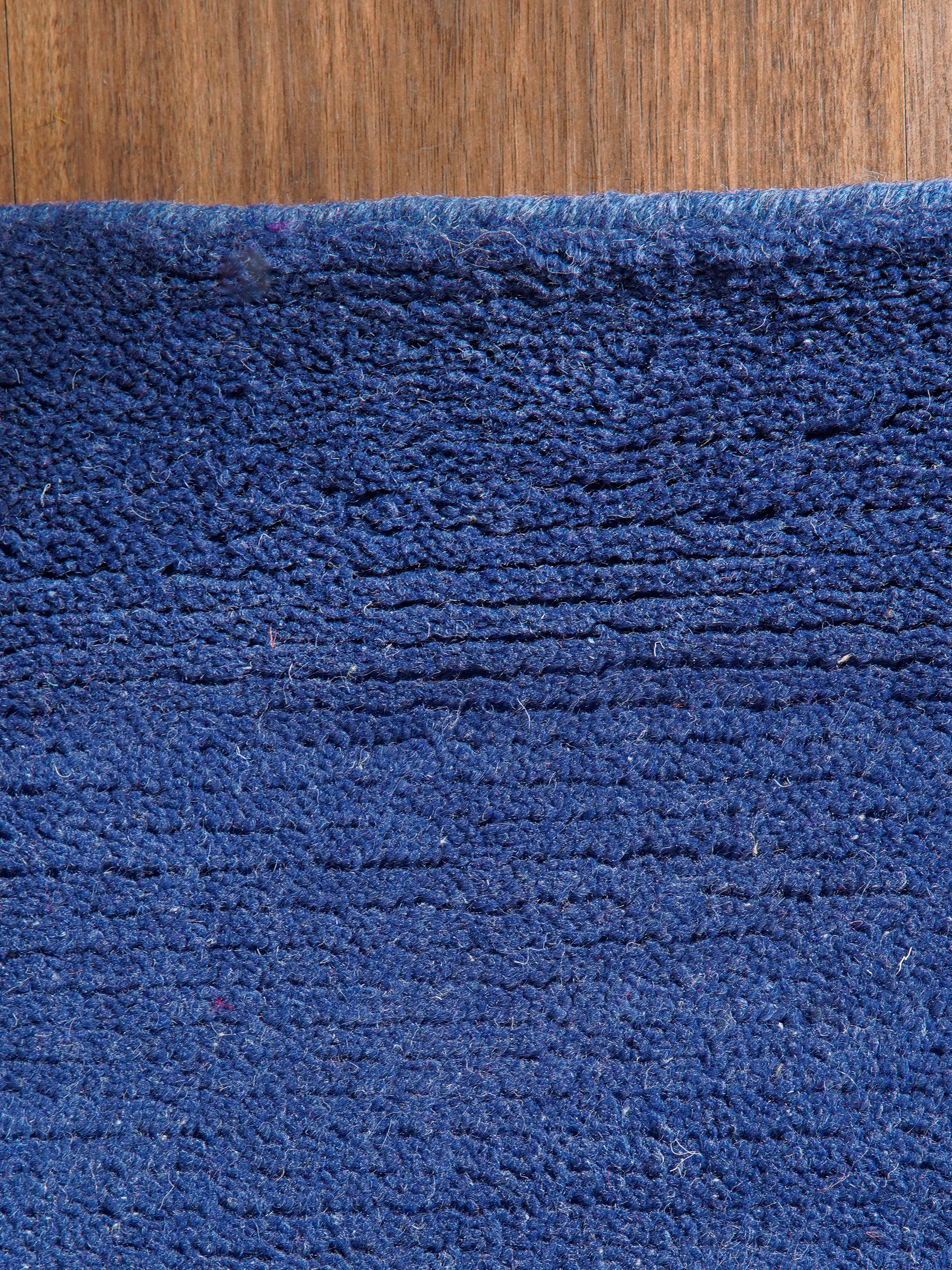 Solid Blue Hand Knotted Tibbati Wool Rug
