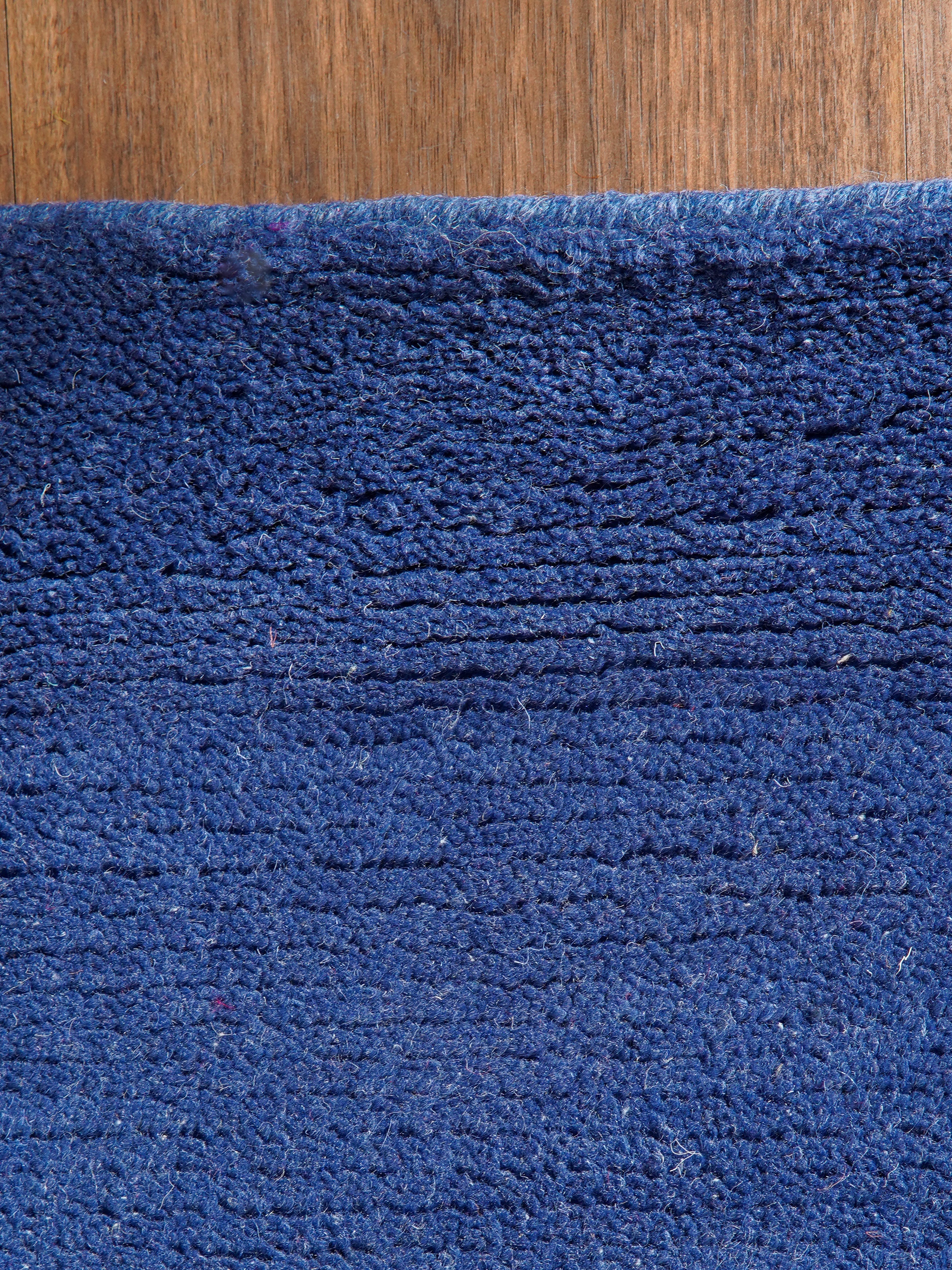 Solid Blue Hand Knotted Tibbati Wool Rug