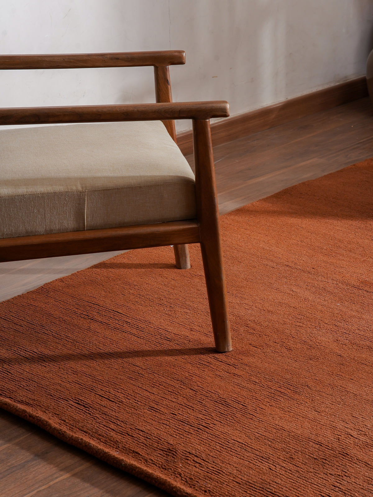 Solid Orange Hand Knotted Tibbati Wool Rug