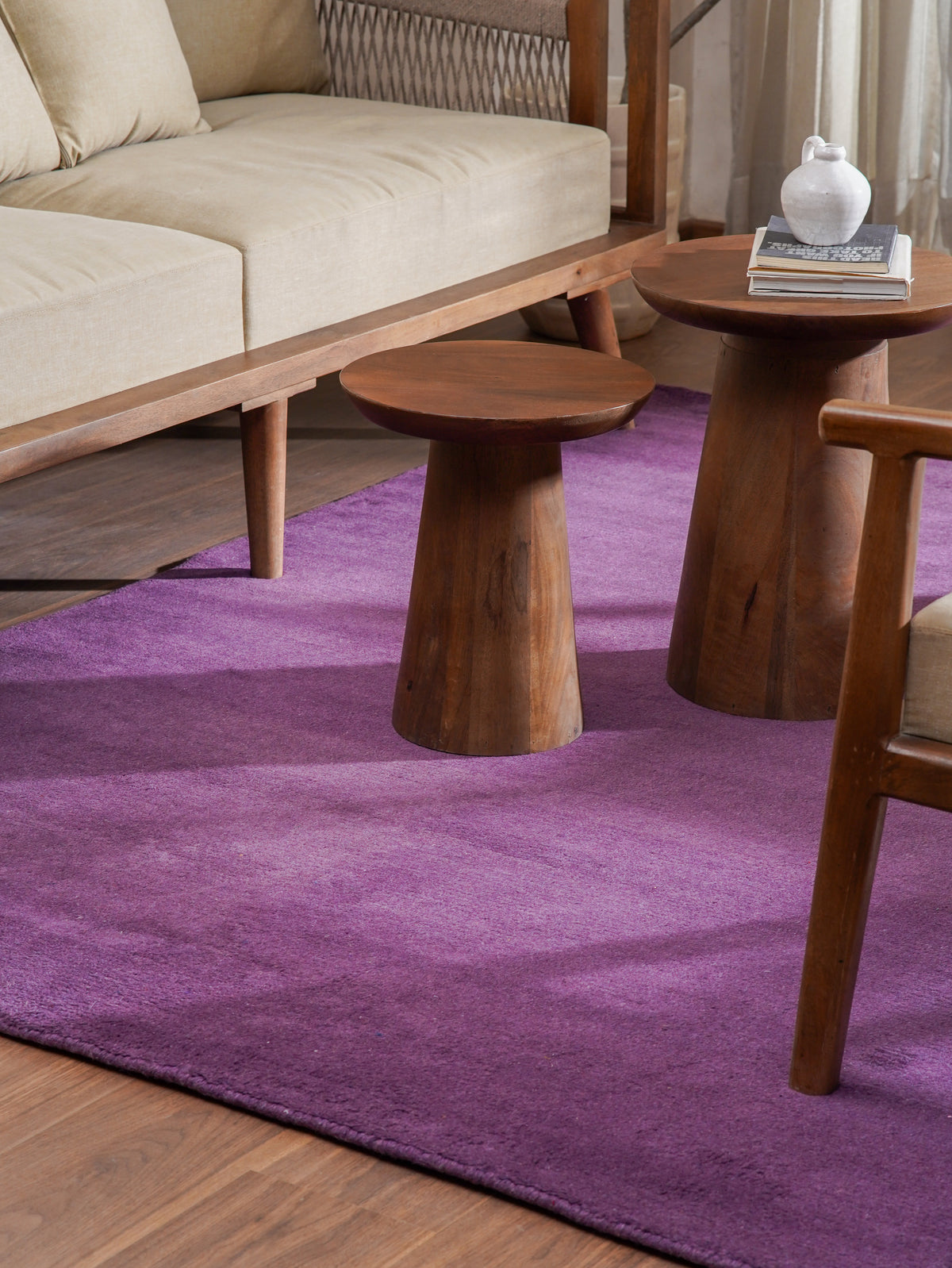 Purple Hand Knotted Tibbati Wool Rug