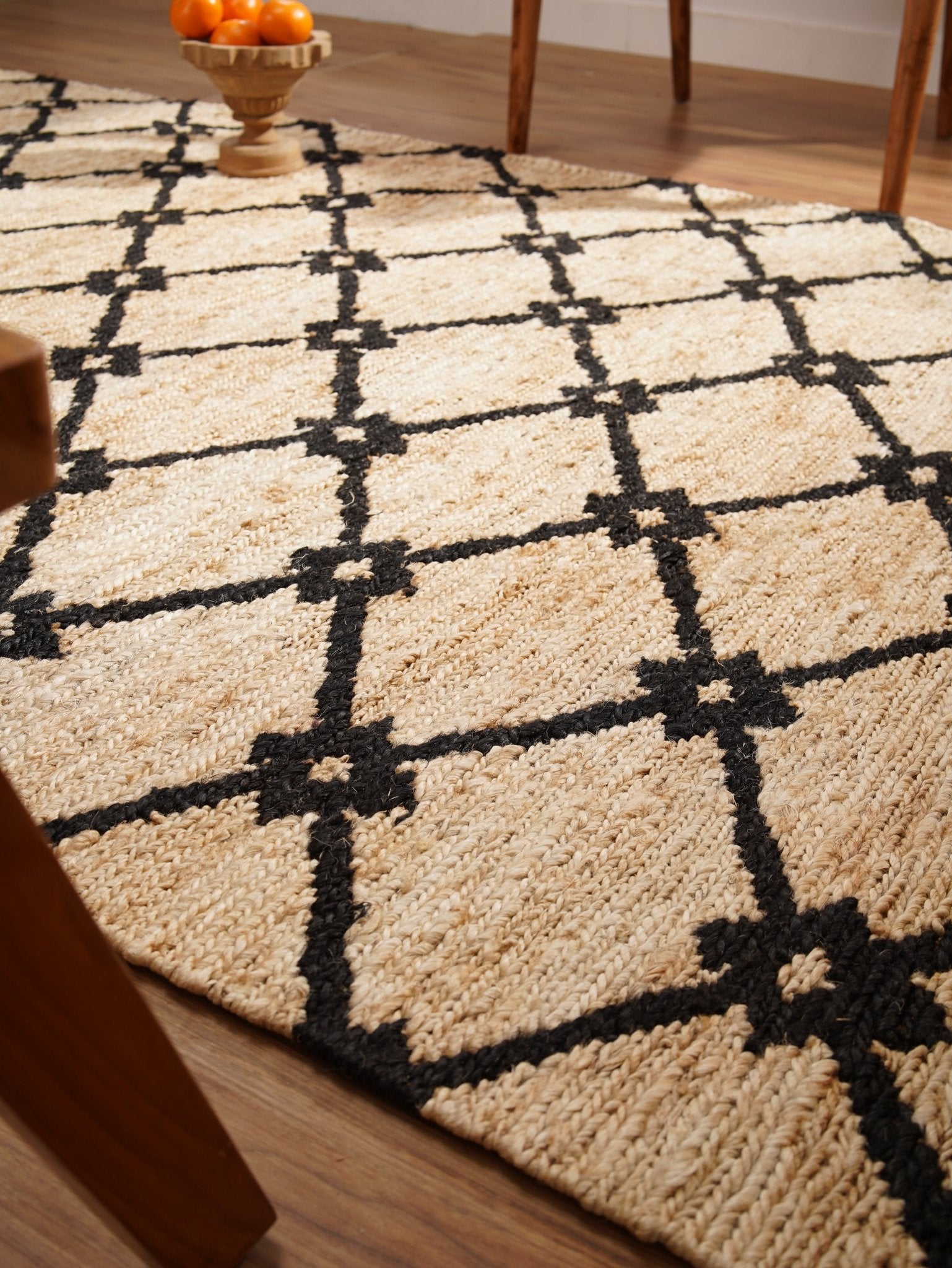 Beige Black Hand Woven Jute Rug - BBH HOMES LLC
