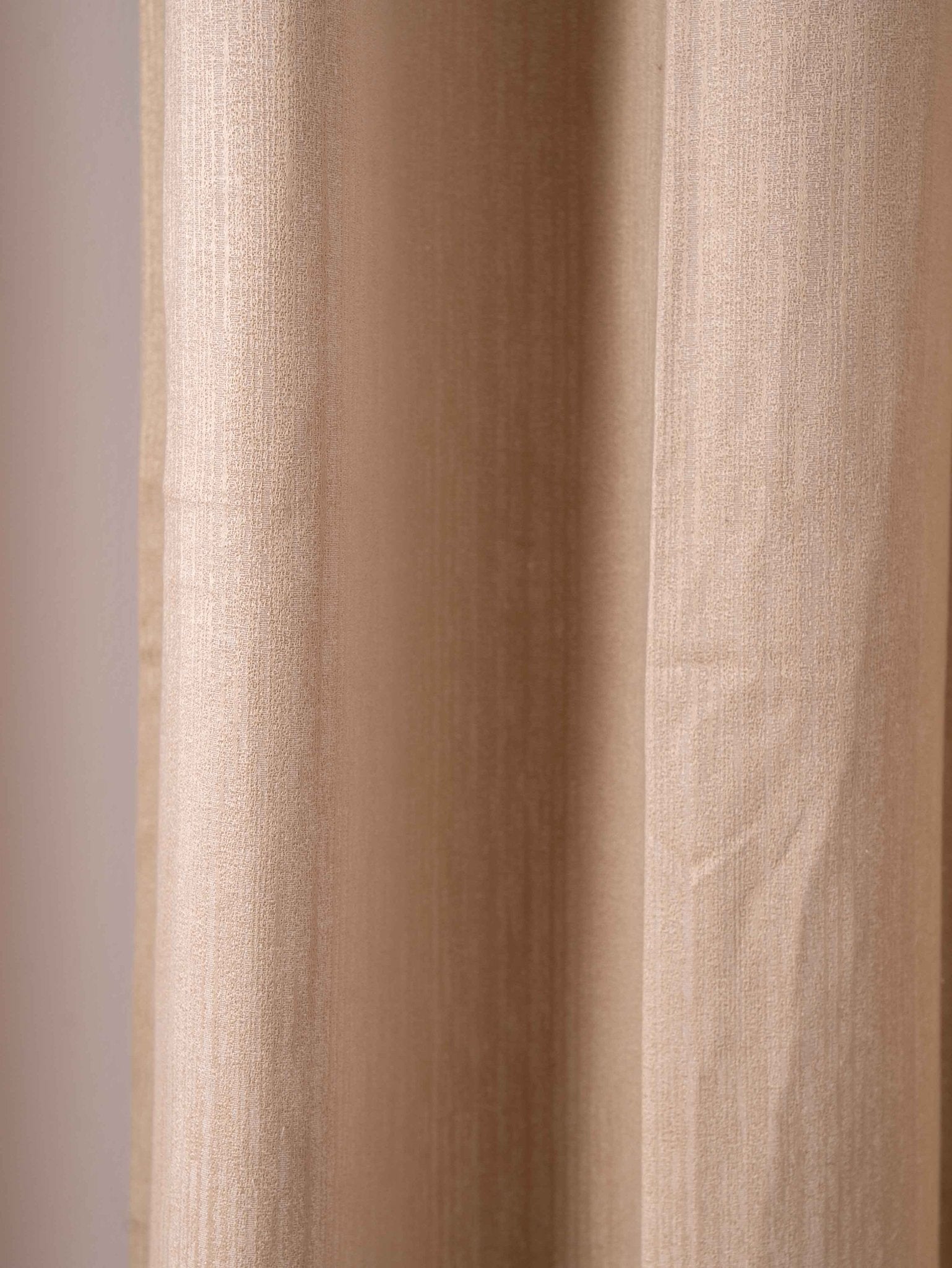 Beige Curtain - Poly Cotton Jacquard Fabric, Plain Solid Texture, Set of 2 Panels - BBH HOMES LLC