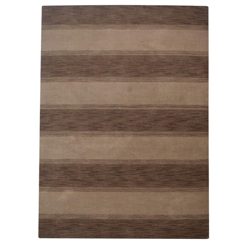 Brown Beige Hand Knotted Wool Rug - BBH HOMES LLC