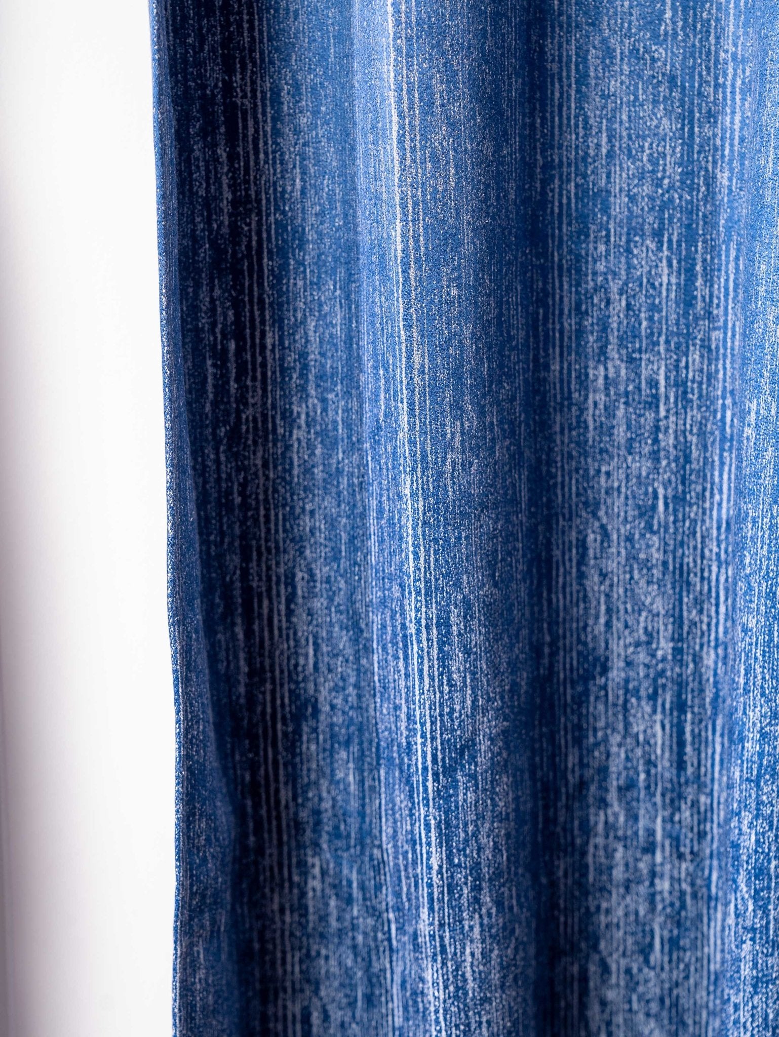 Dark Blue Curtain - Poly Cotton Jacquard Fabric, Plain Solid Texture, Set of 2 Panels - BBH HOMES LLC