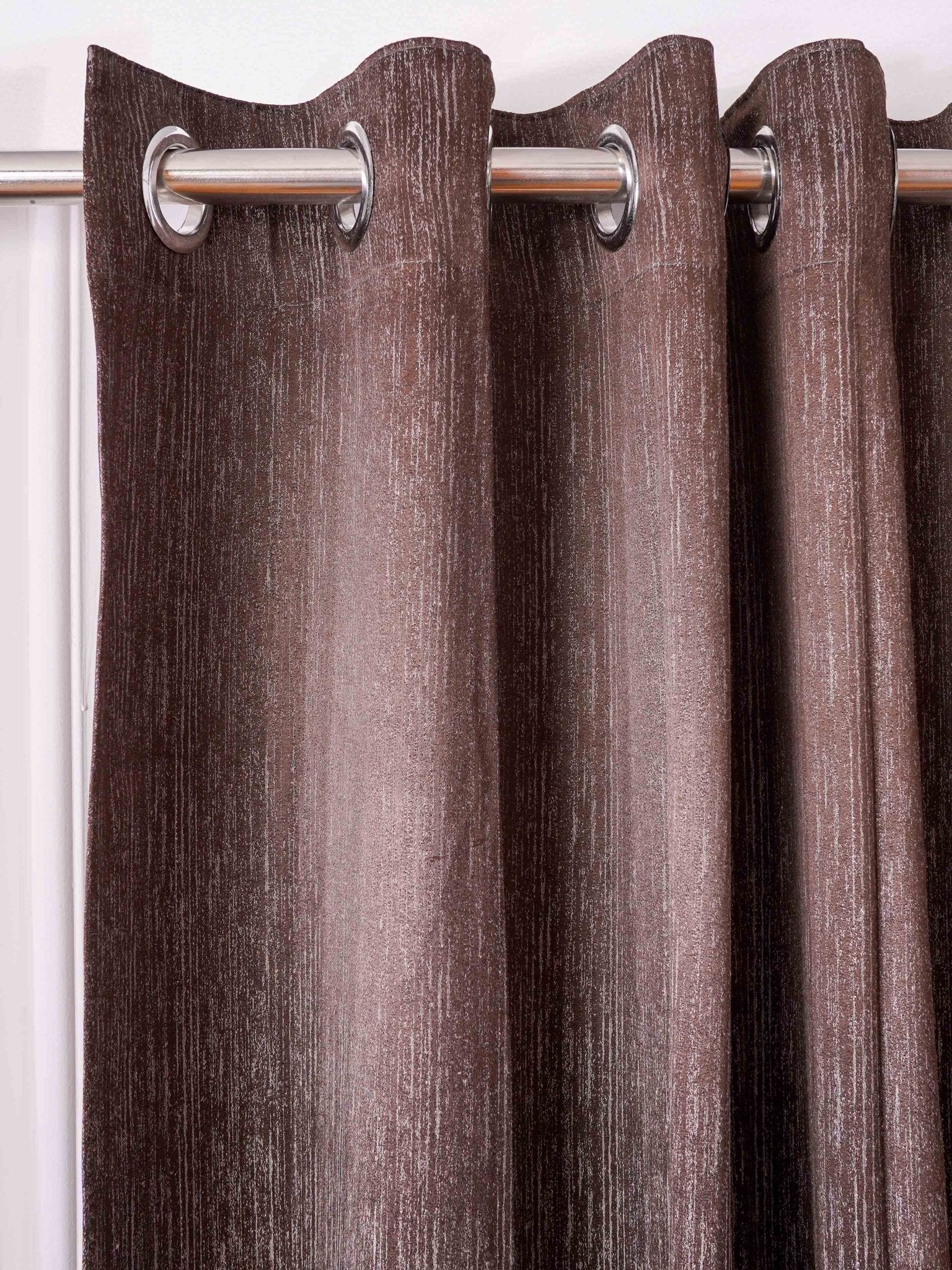 Dark Brown Curtain - Poly Cotton Jacquard Fabric, Plain Solid Texture, Set of 2 Panels - BBH HOMES LLC