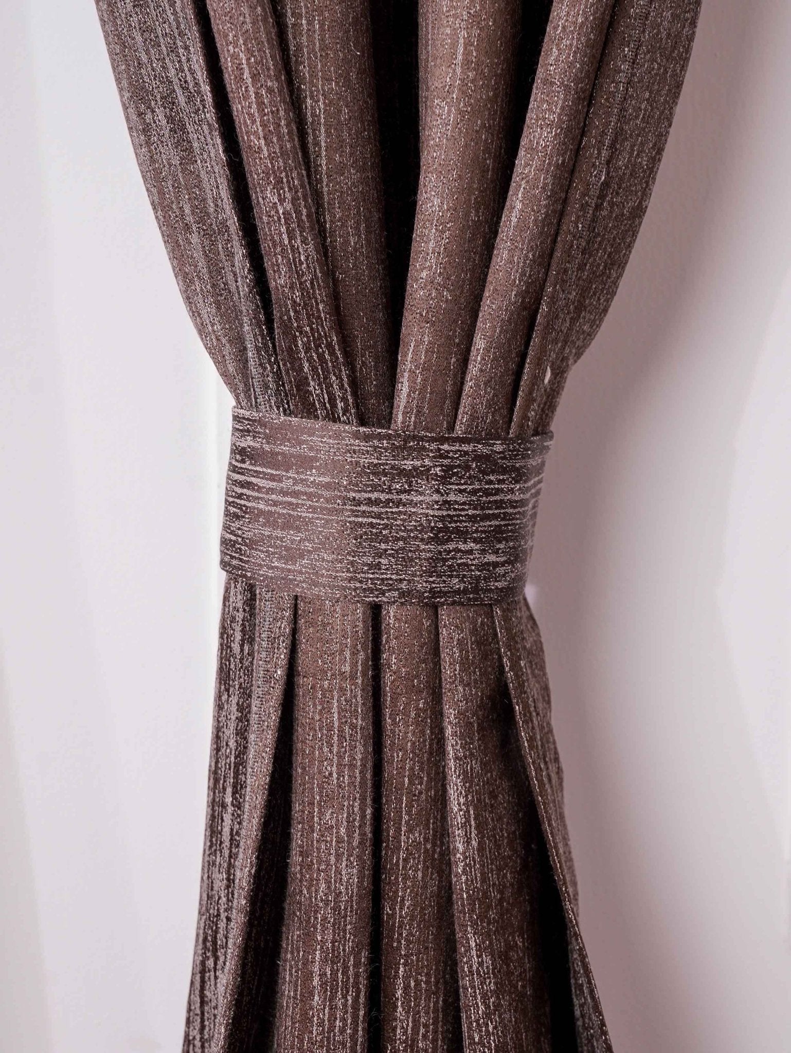 Dark Brown Curtain - Poly Cotton Jacquard Fabric, Plain Solid Texture, Set of 2 Panels - BBH HOMES LLC