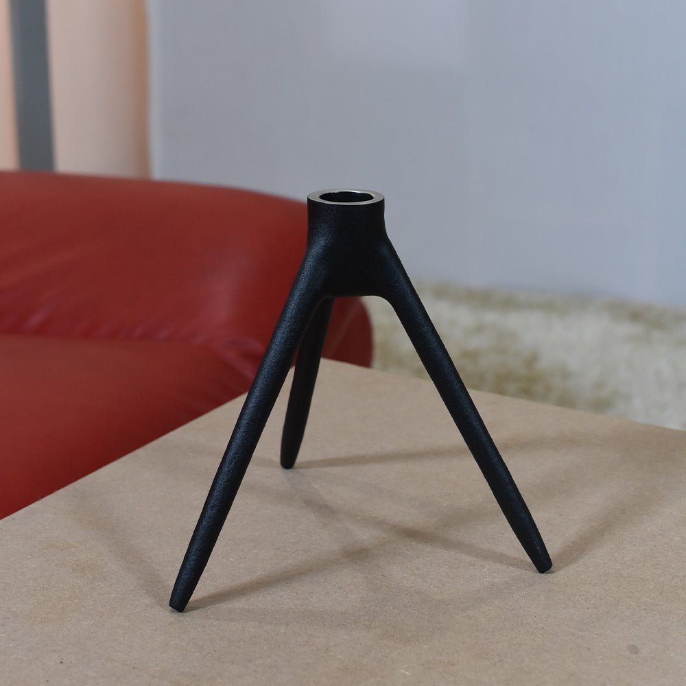 Eco - Friendly Handmade Aluminum Geometric Black Set Of One Vase Candle Holder - BBH HOMES LLC