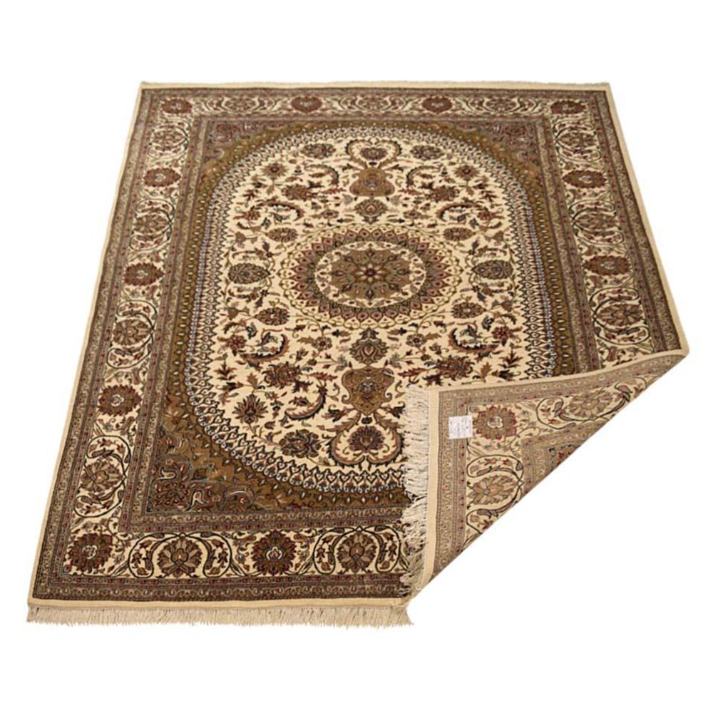 Hand Knotted Isfahan Wool Area Rug Oriental Cream - BBH HOMES LLC