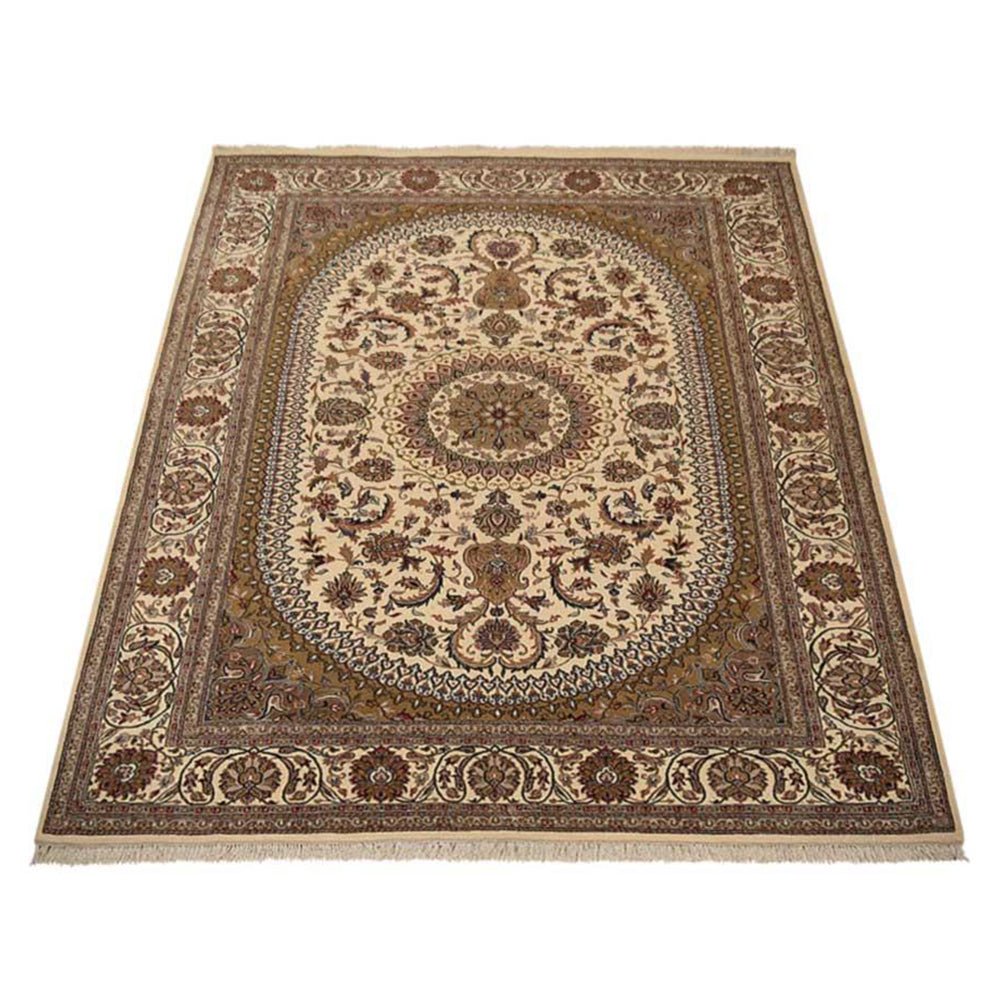 Hand Knotted Isfahan Wool Area Rug Oriental Cream - BBH HOMES LLC