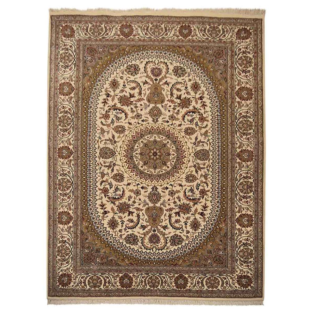Hand Knotted Isfahan Wool Area Rug Oriental Cream - BBH HOMES LLC