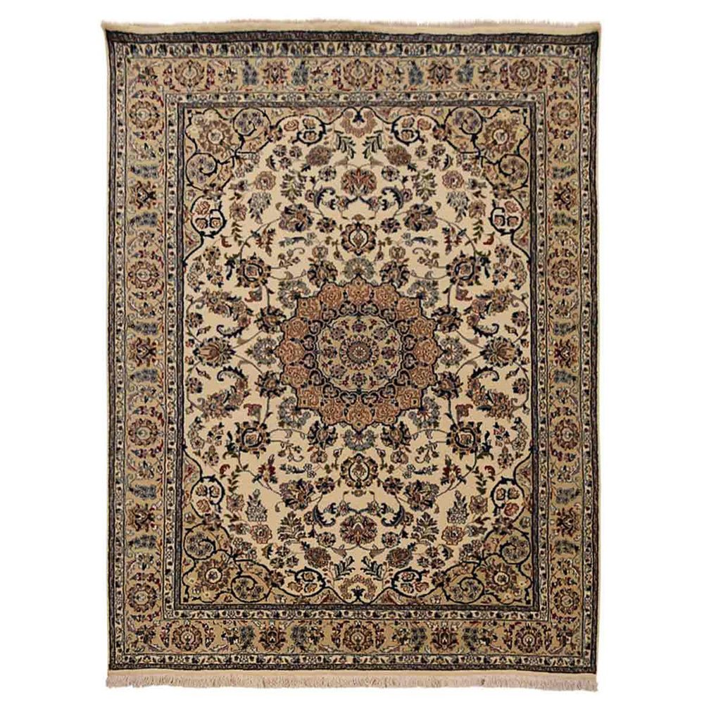 Hand Knotted Isfahan Wool Area Rug Oriental Cream - BBH HOMES LLC