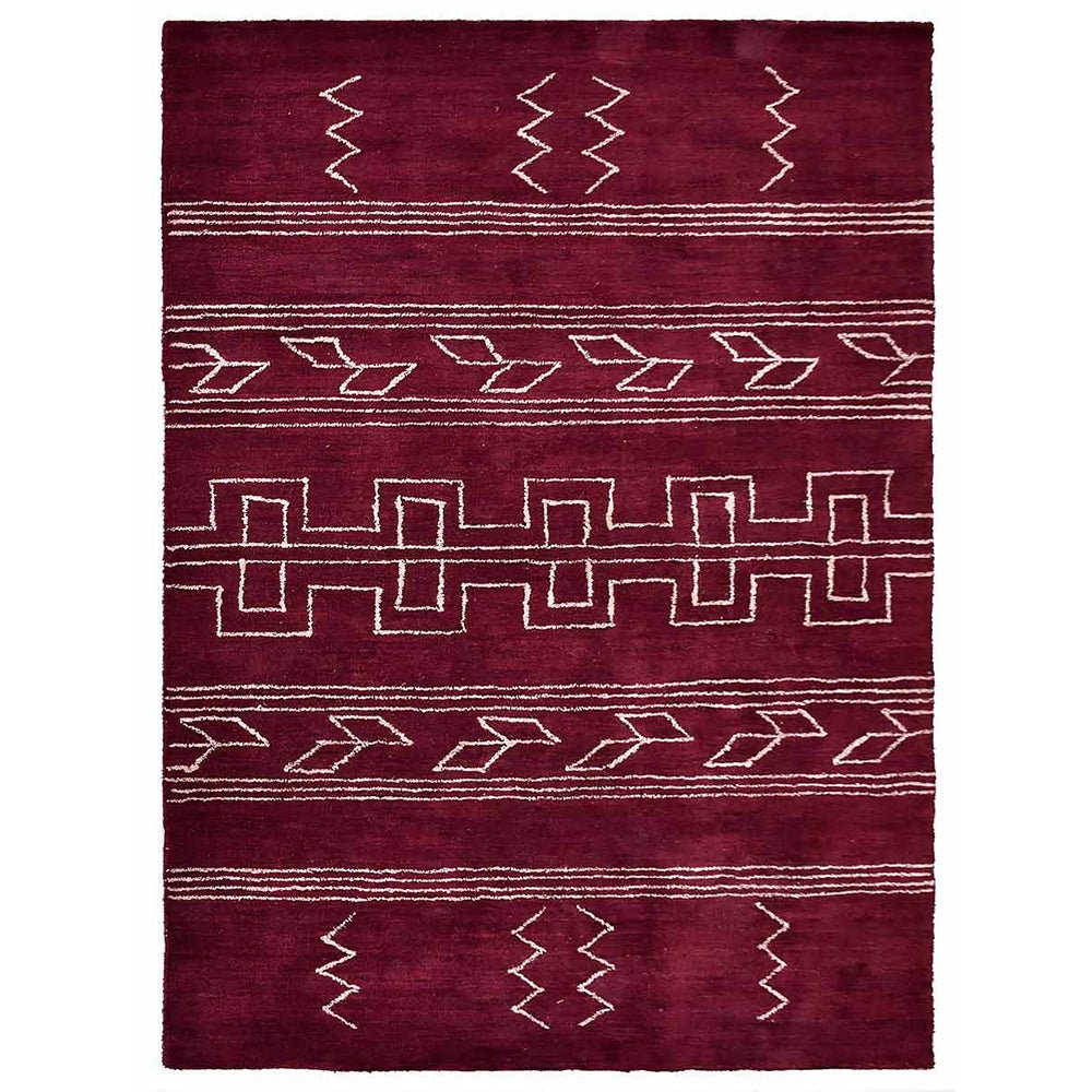 Hand Knotted Loom Silk Mix Area Rug Geometric Blue Beige - BBH HOMES LLC