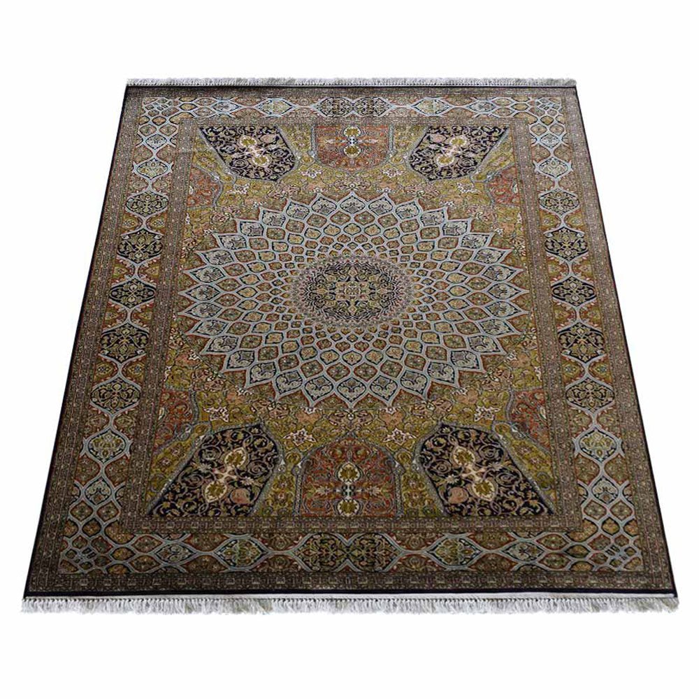 Hand Knotted Persian Original Silk Area Rug Oriental Blue - BBH HOMES LLC