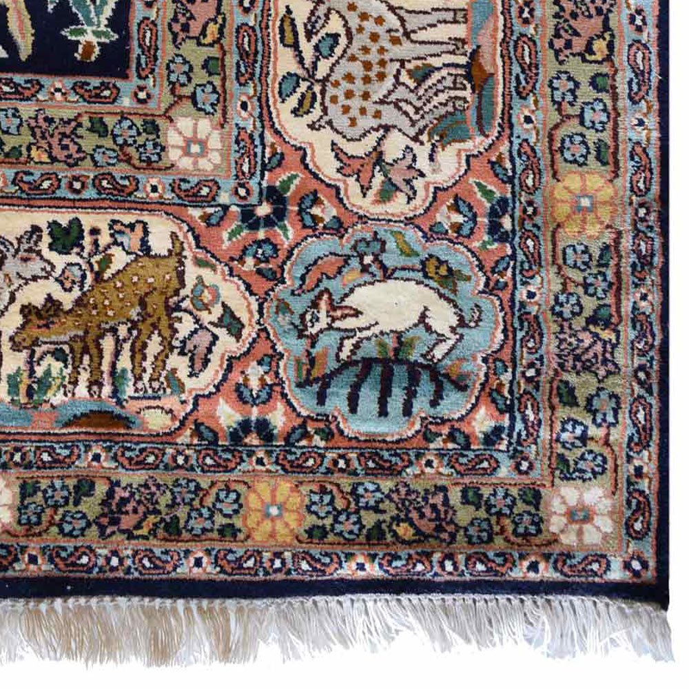 Hand Knotted Persian Original Silk Area Rug Oriental Blue - BBH HOMES LLC