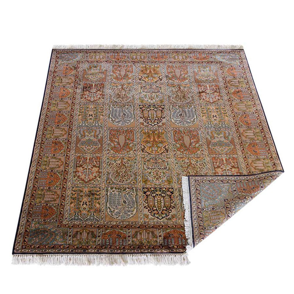 Hand Knotted Persian Original Silk Area Rug Oriental Blue - BBH HOMES LLC