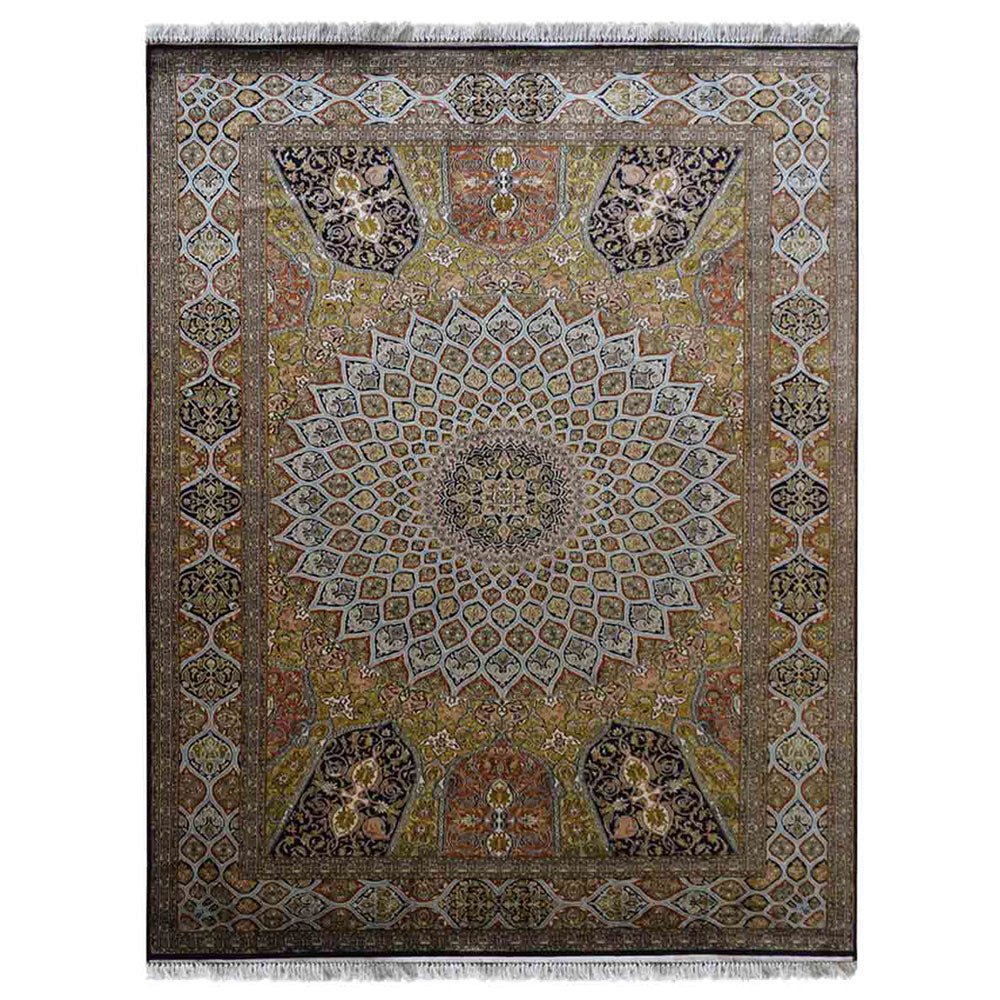 Hand Knotted Persian Original Silk Area Rug Oriental Blue - BBH HOMES LLC