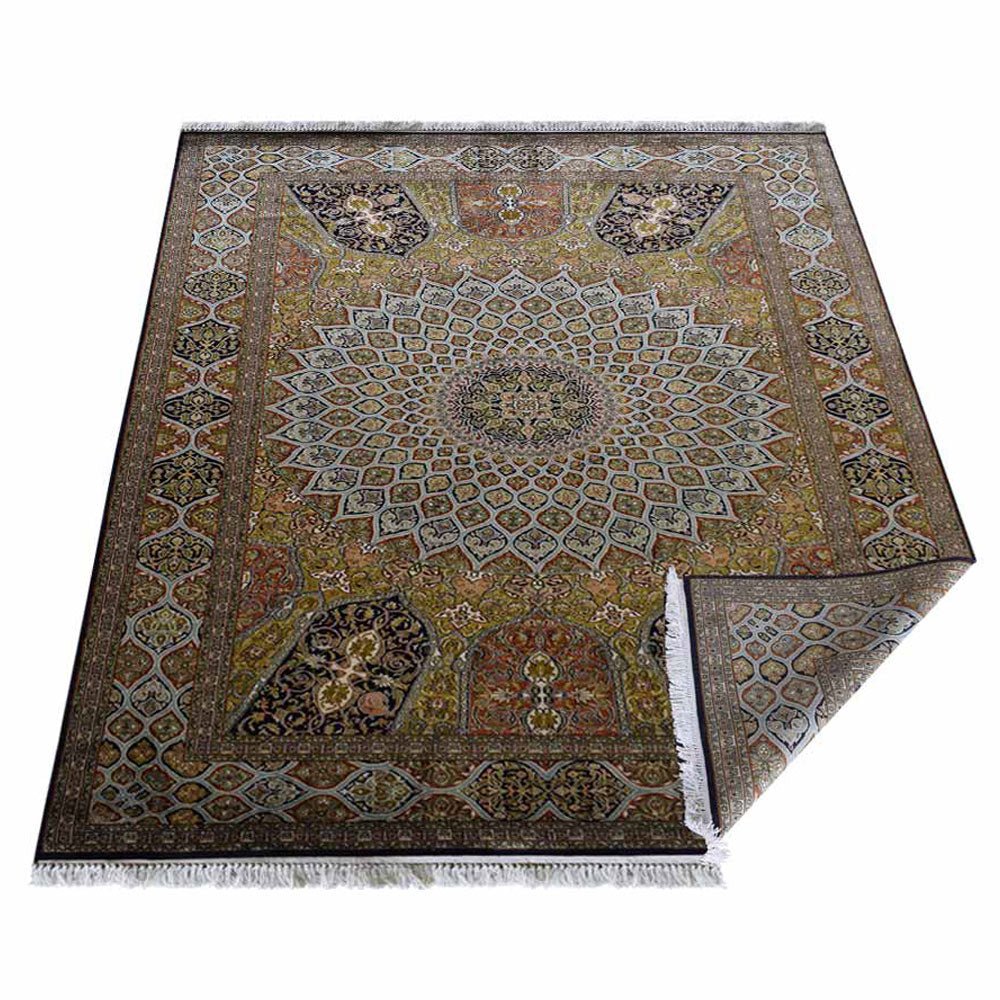 Hand Knotted Persian Original Silk Area Rug Oriental Blue - BBH HOMES LLC