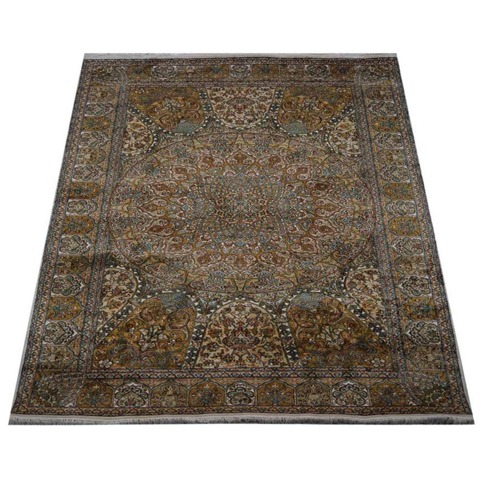 Hand Knotted Persian Original Silk Area Rug Oriental Cream - BBH HOMES LLC