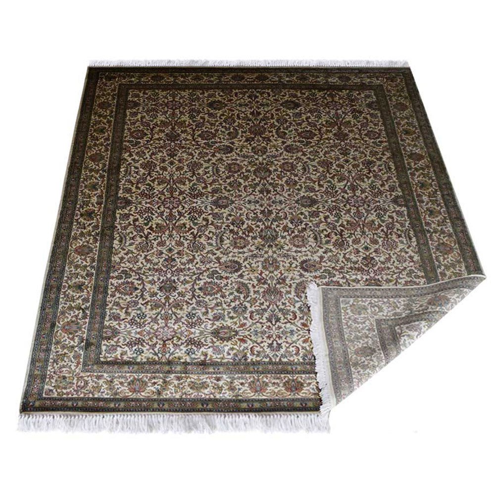 Hand Knotted Persian Original Silk Area Rug Oriental Cream - BBH HOMES LLC