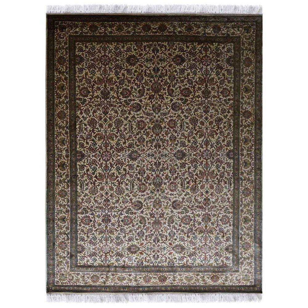 Hand Knotted Persian Original Silk Area Rug Oriental Cream - BBH HOMES LLC