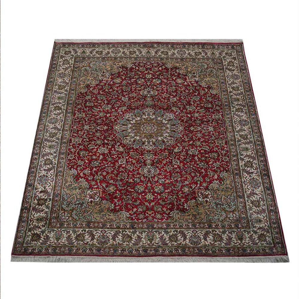 Hand Knotted Persian Original Silk Area Rug Oriental Red - BBH HOMES LLC