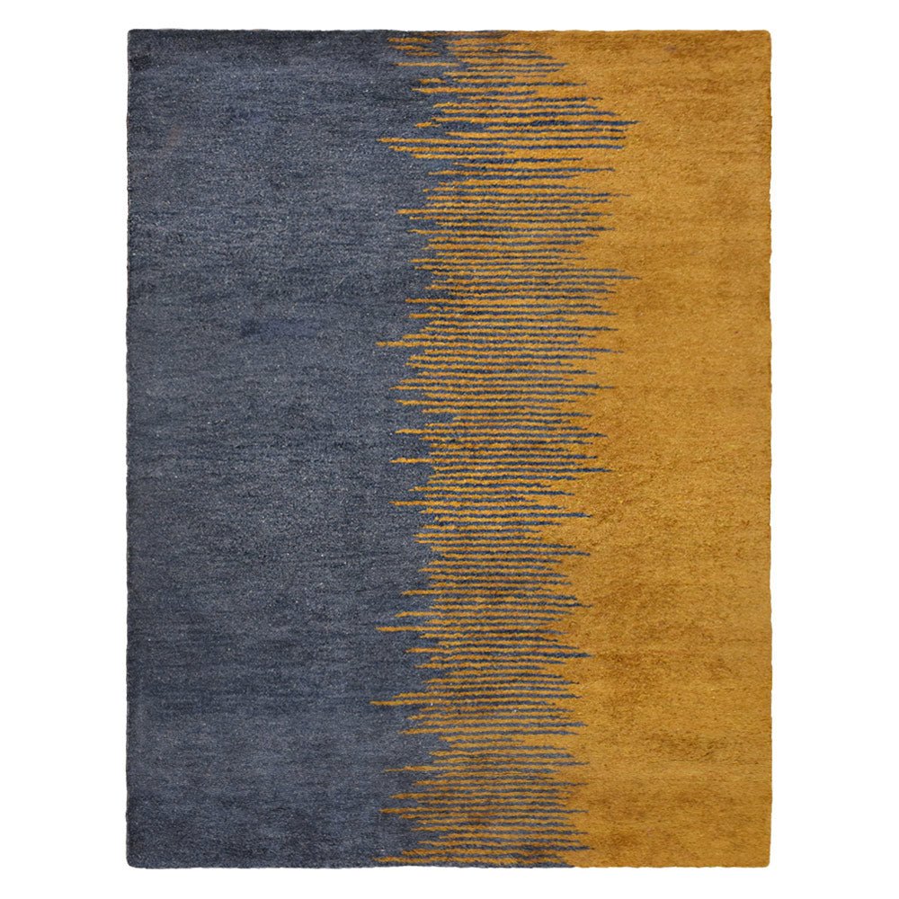 Hand Knotted Silk Area Rug Contemporary Charcoal Gold - BBH HOMES LLC