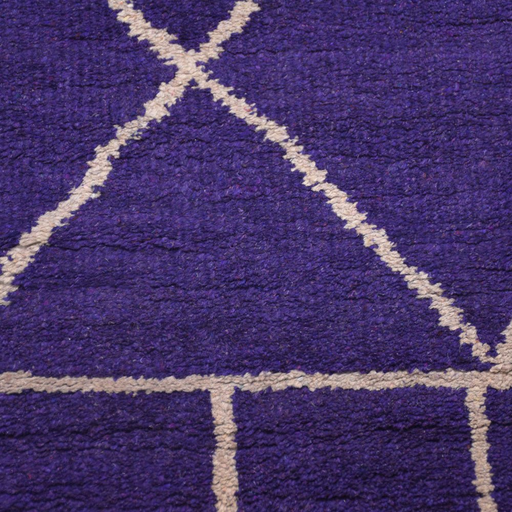 Hand Knotted Silk Area Rug Geometric Dark Blue White - BBH HOMES LLC