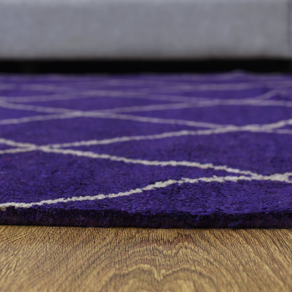 Hand Knotted Silk Area Rug Geometric Dark Blue White - BBH HOMES LLC