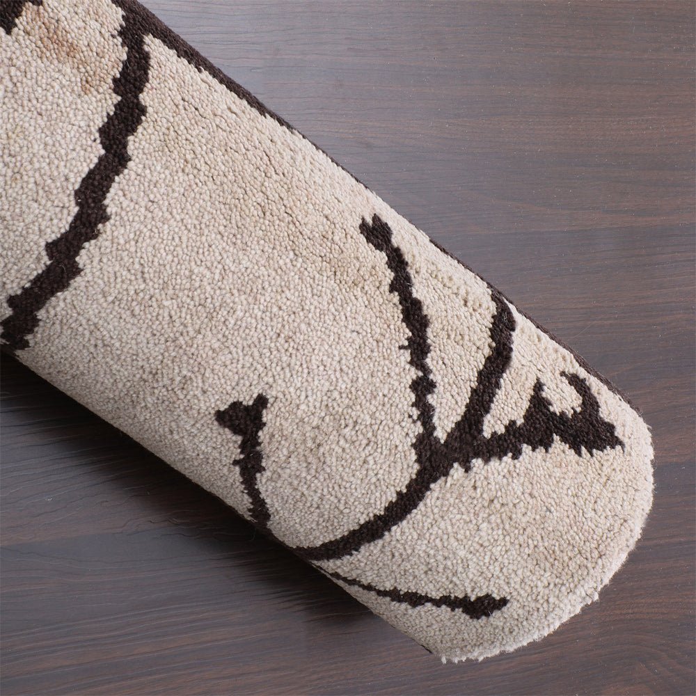 Hand Knotted Wool Area Rug Contemporary Beige Brown - BBH HOMES LLC