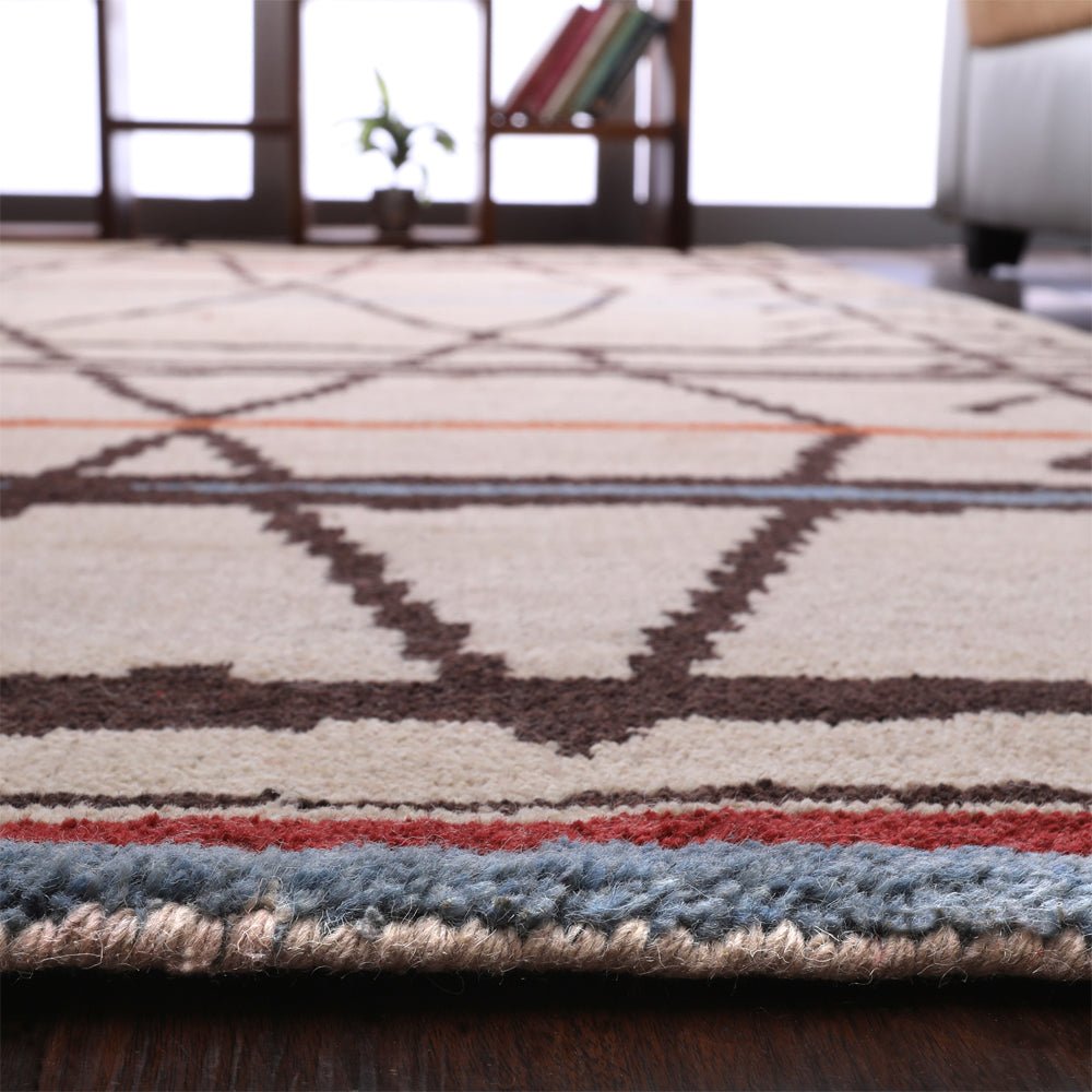 Hand Knotted Wool Area Rug Contemporary Beige Brown - BBH HOMES LLC