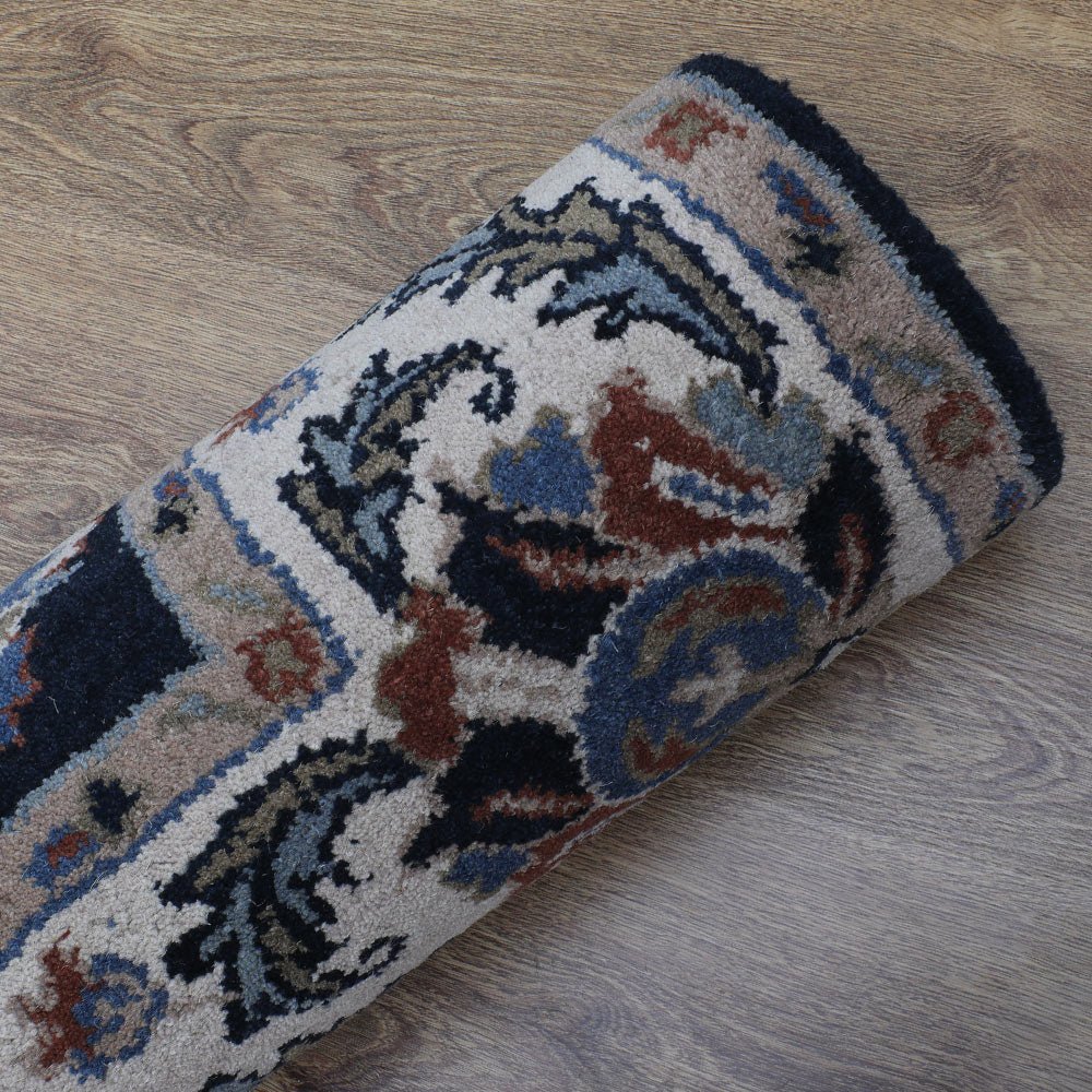 Hand Tufted Wool Area Rug Oriental Blue Beige - BBH HOMES LLC