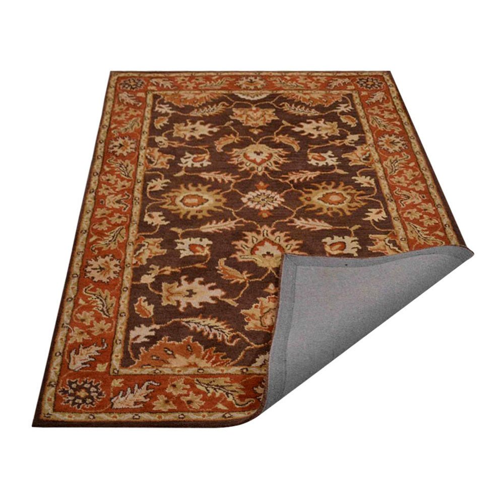 Hand Tufted Wool Area Rug Oriental Brown Rust - BBH HOMES LLC