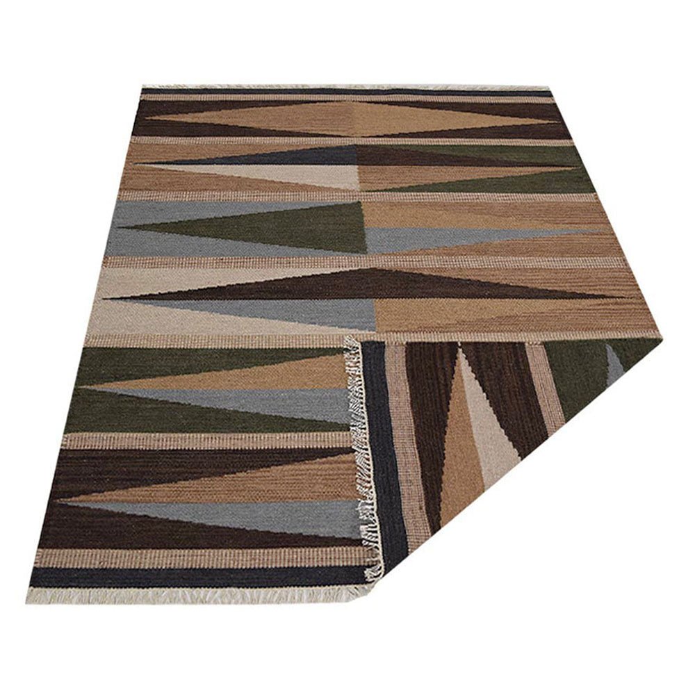Hand Woven Flat Weave Kilim Wool Area Rug Contemporary Multicolor - BBH HOMES LLC