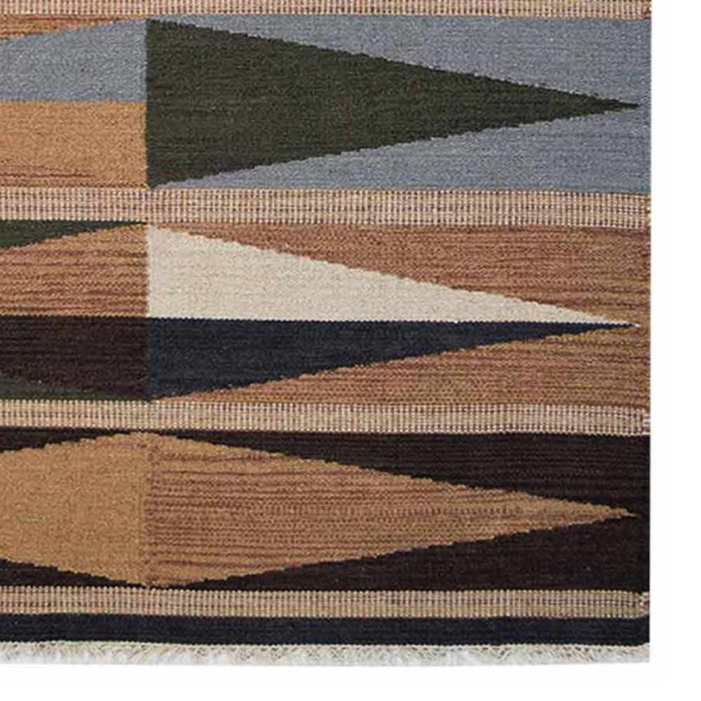 Hand Woven Flat Weave Kilim Wool Area Rug Contemporary Multicolor - BBH HOMES LLC