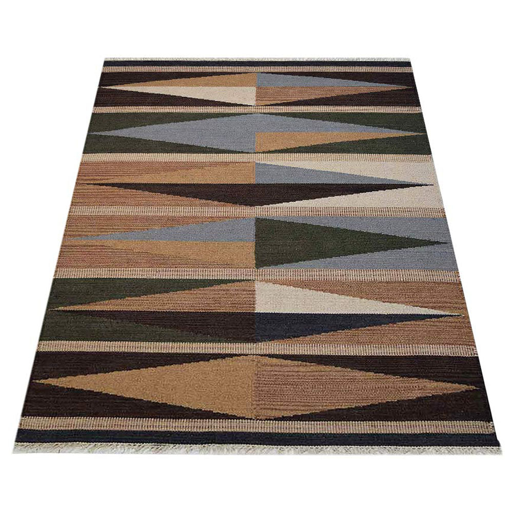 Hand Woven Flat Weave Kilim Wool Area Rug Contemporary Multicolor - BBH HOMES LLC