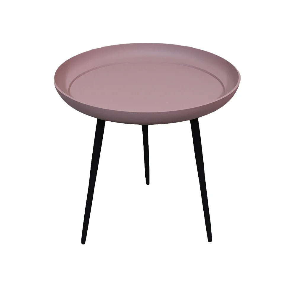Handmade Aluminium And Iron Round Tray Pink Color Side Table - BBH HOMES LLC