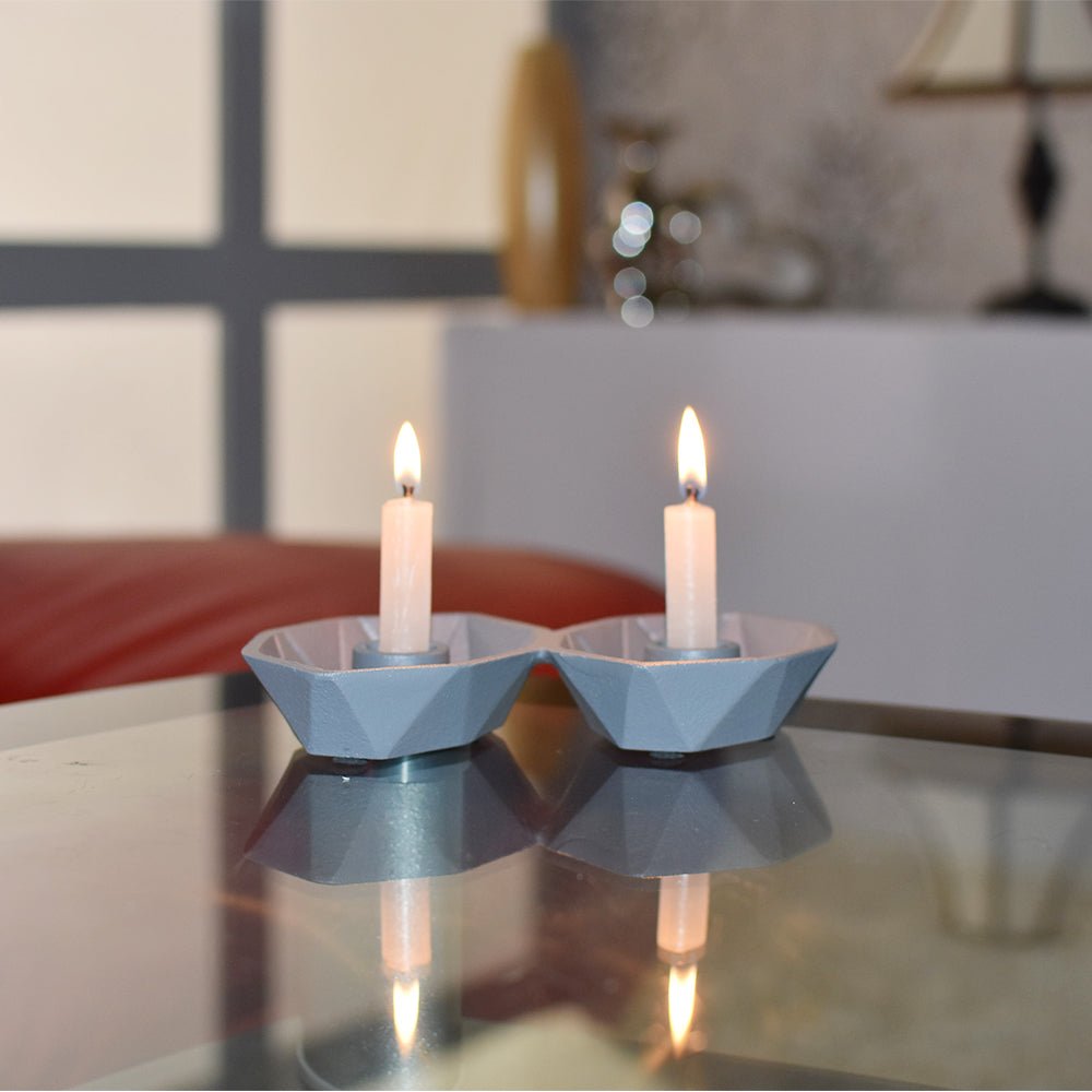 Handmade Aluminum Eco - friendly Geometric Gray Set Of One Tea Light Candle Holder - BBH HOMES LLC