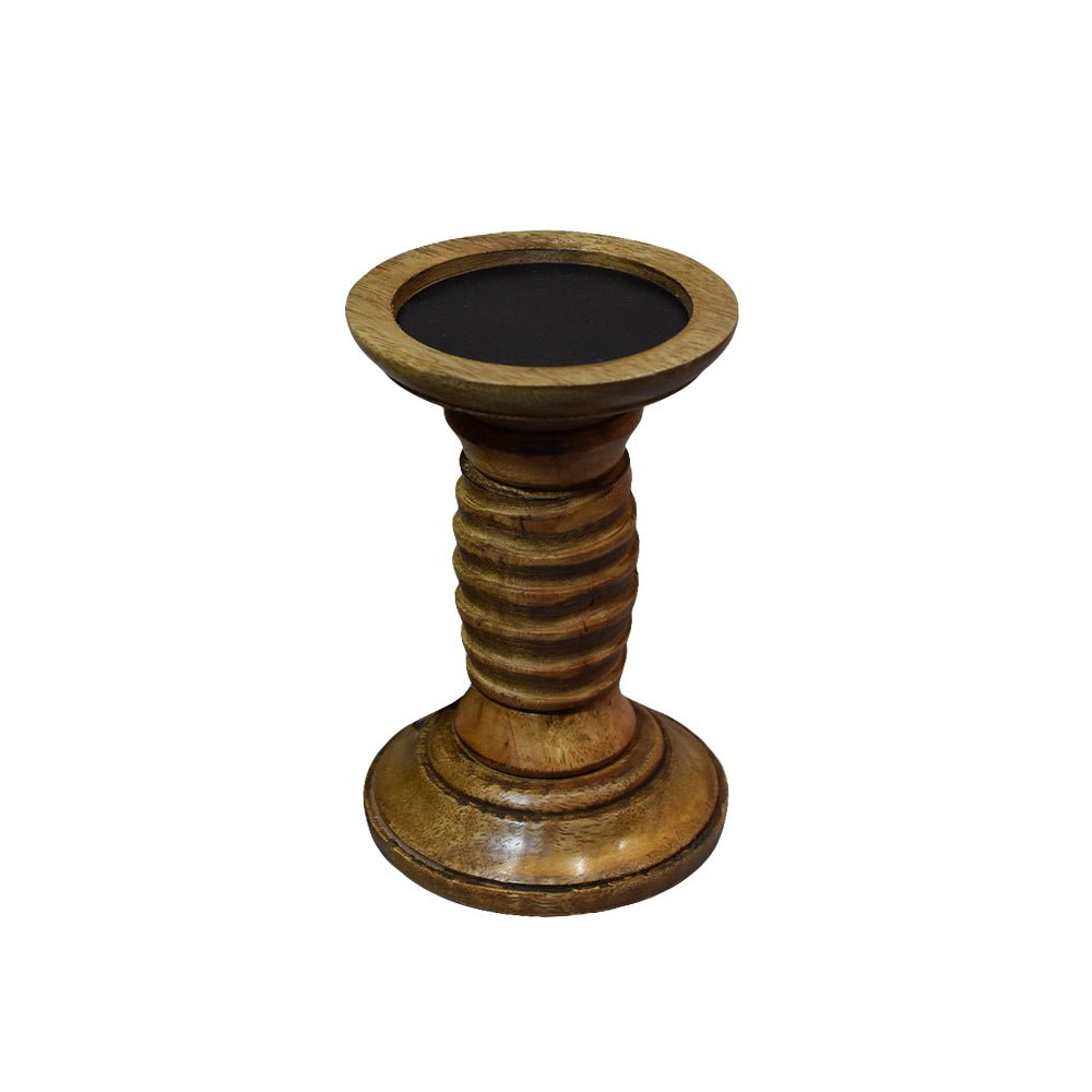 Handmade Wood Eco - friendly Traditional Medium Polish Pillar Candle Holder - BBH HOMES LLC
