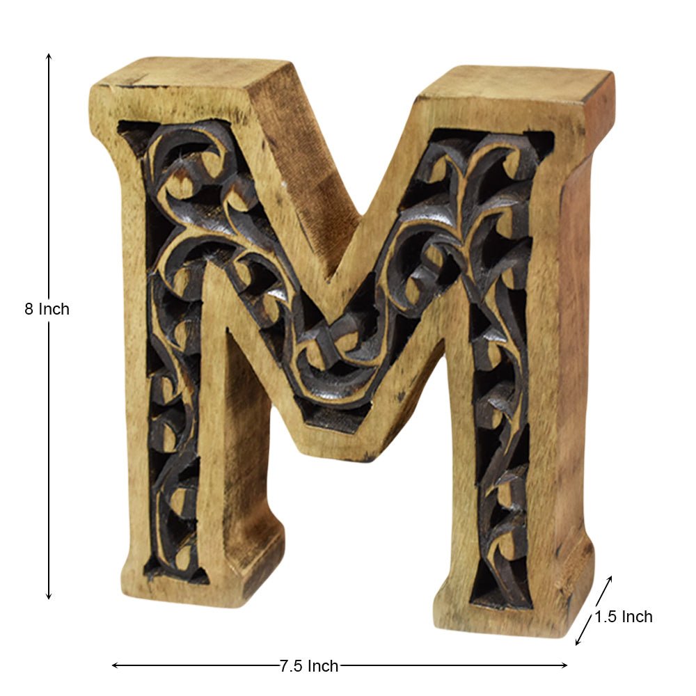 Heritage Carved Mango Wood Letter with Dark Highlights - BBH HOMES LLC