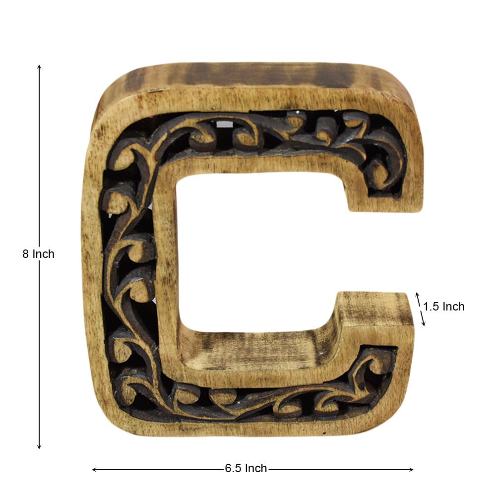 Heritage Carved Mango Wood Letter with Dark Highlights - BBH HOMES LLC