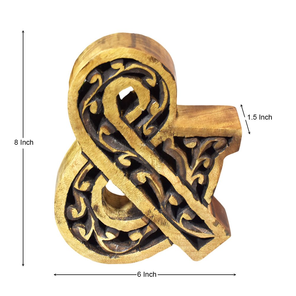 Heritage Carved Mango Wood Letter with Dark Highlights - BBH HOMES LLC