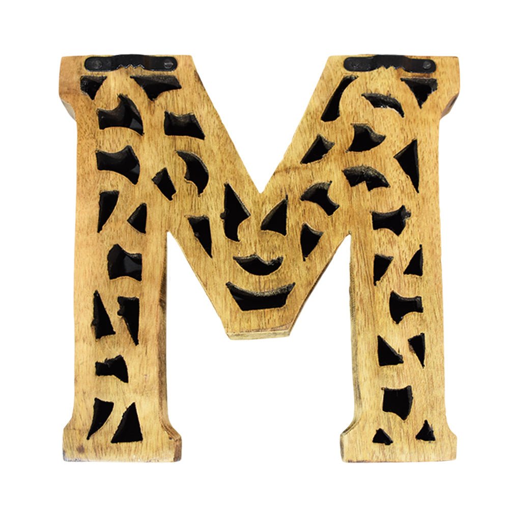 Heritage Carved Mango Wood Letter with Dark Highlights - BBH HOMES LLC